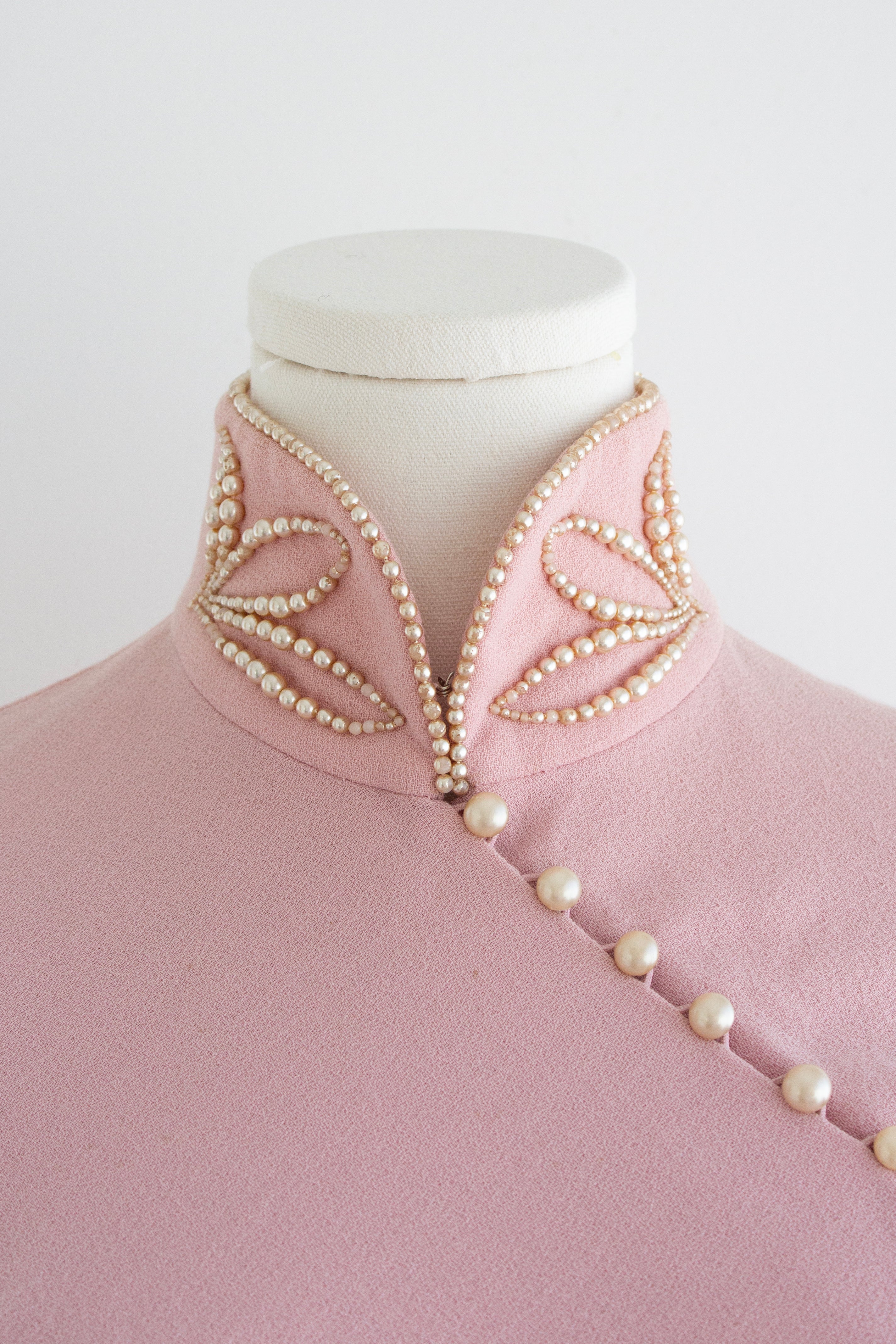 Christian Dior by John Galliano F/W 1997 Pink Cheongsam Pearl Dress Set