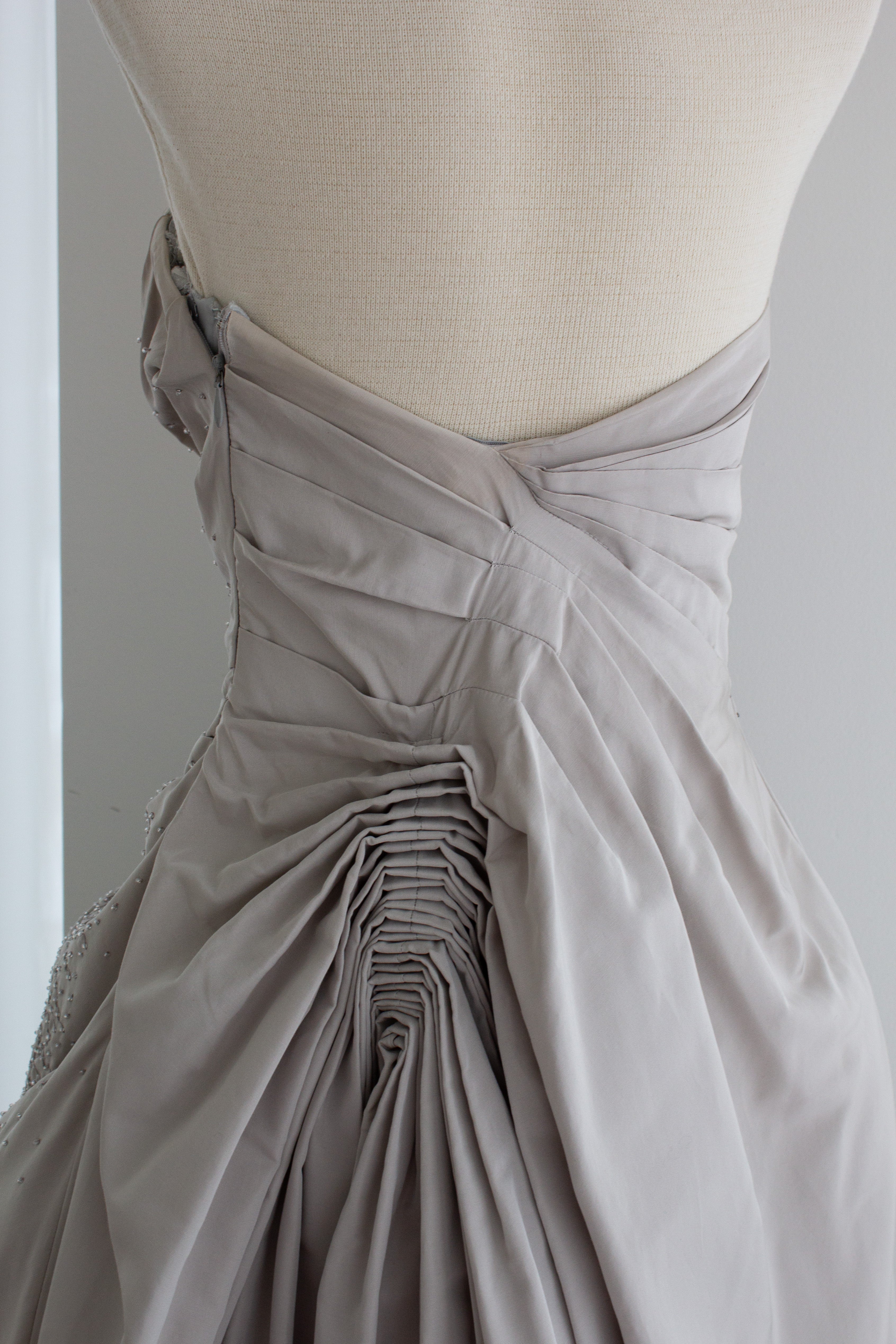Christian Dior by John Galliano F/W 2007 Gray Embellished Draped Evening Gown