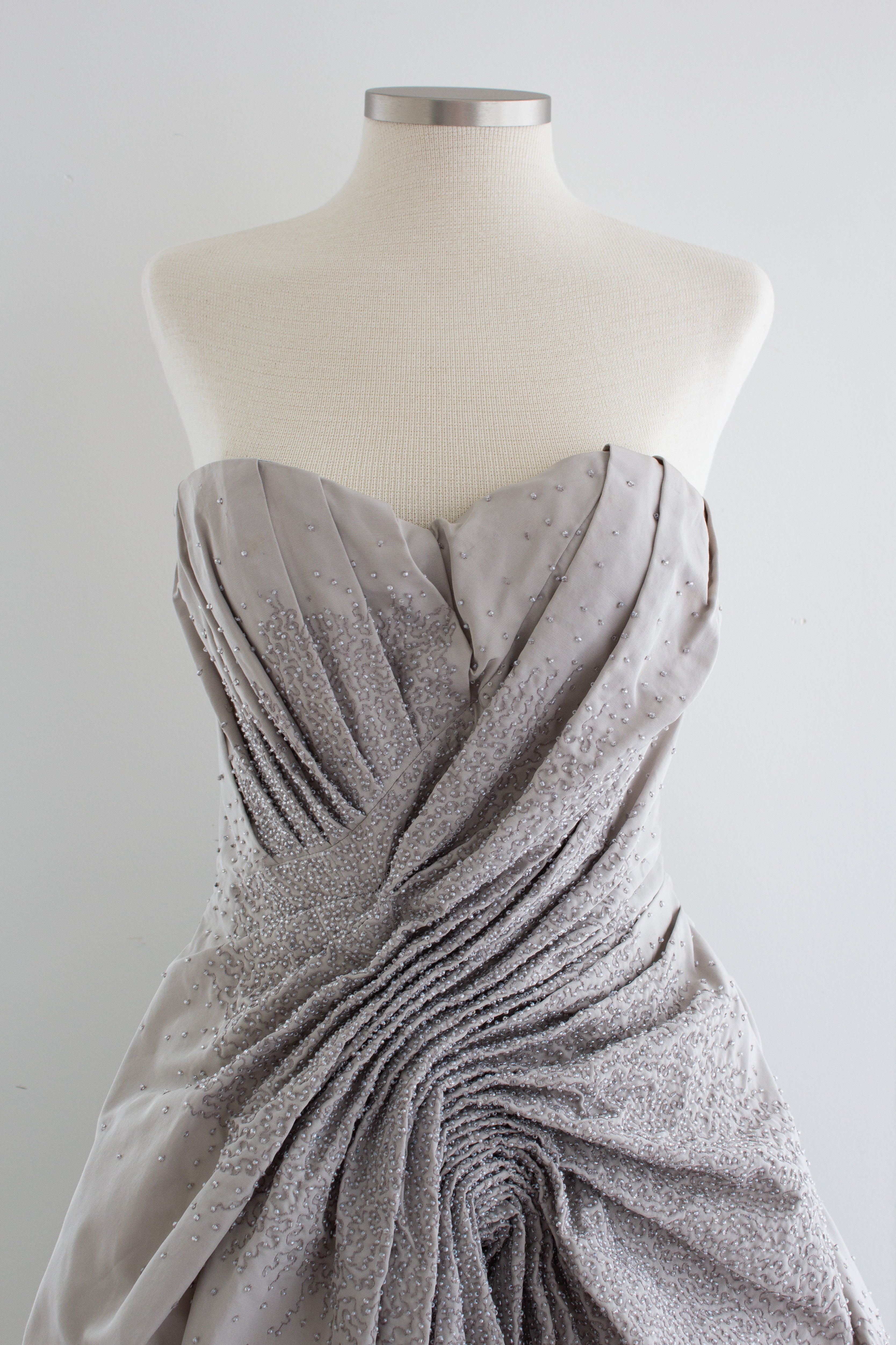 Christian Dior by John Galliano F/W 2007 Gray Embellished Draped Evening Gown