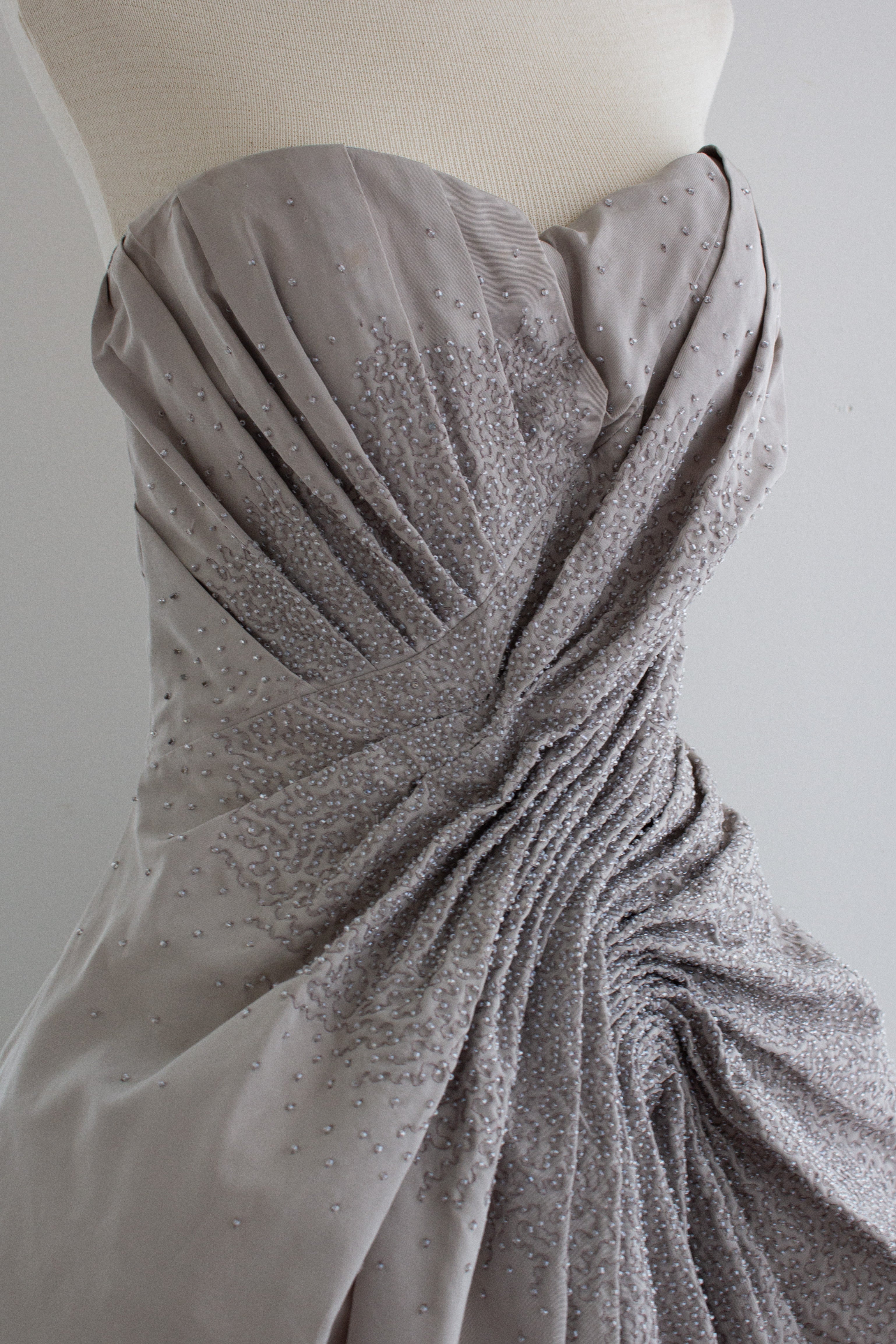 Christian Dior by John Galliano F/W 2007 Gray Embellished Draped Evening Gown
