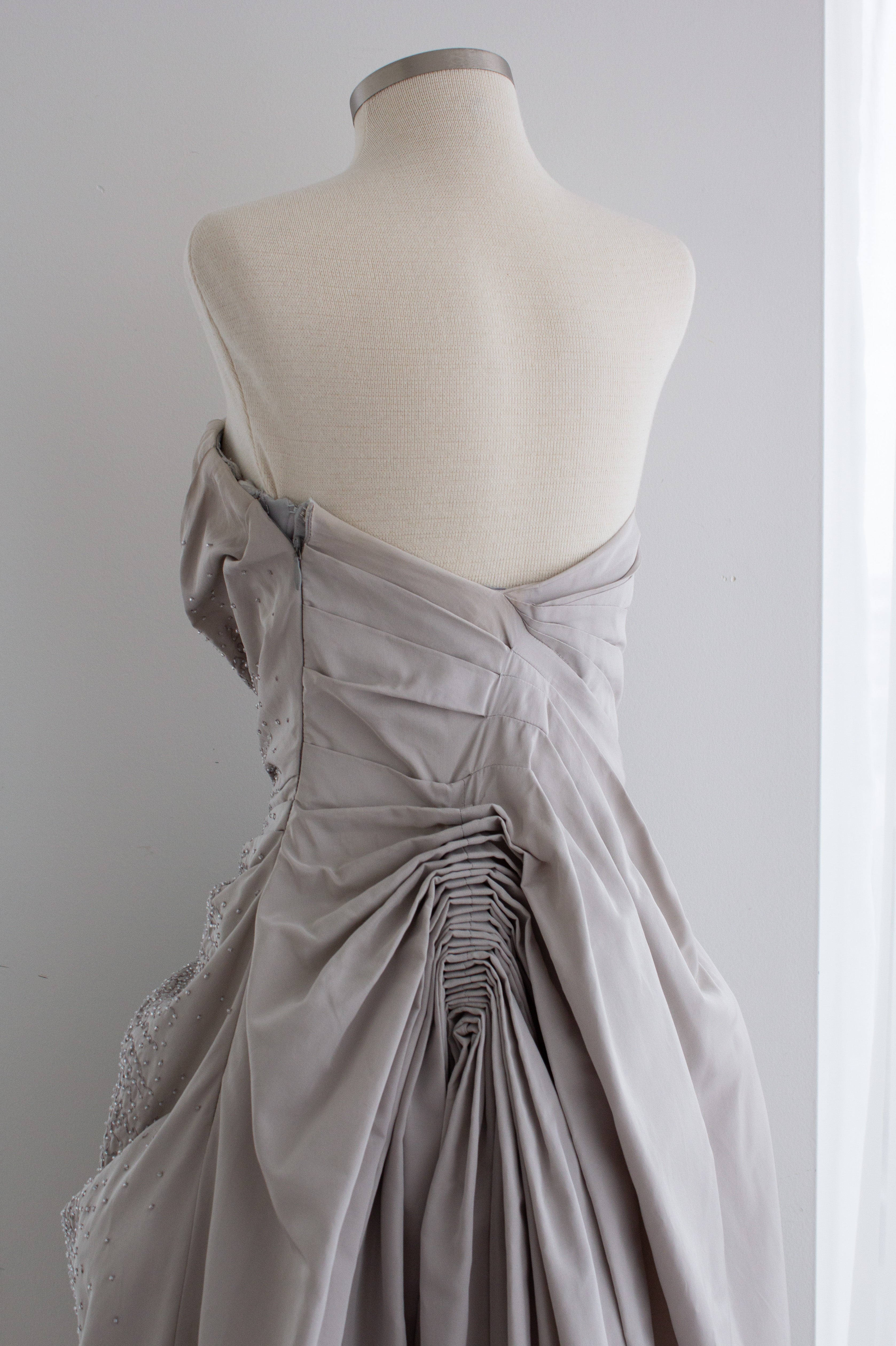 Christian Dior by John Galliano F/W 2007 Gray Embellished Draped Evening Gown