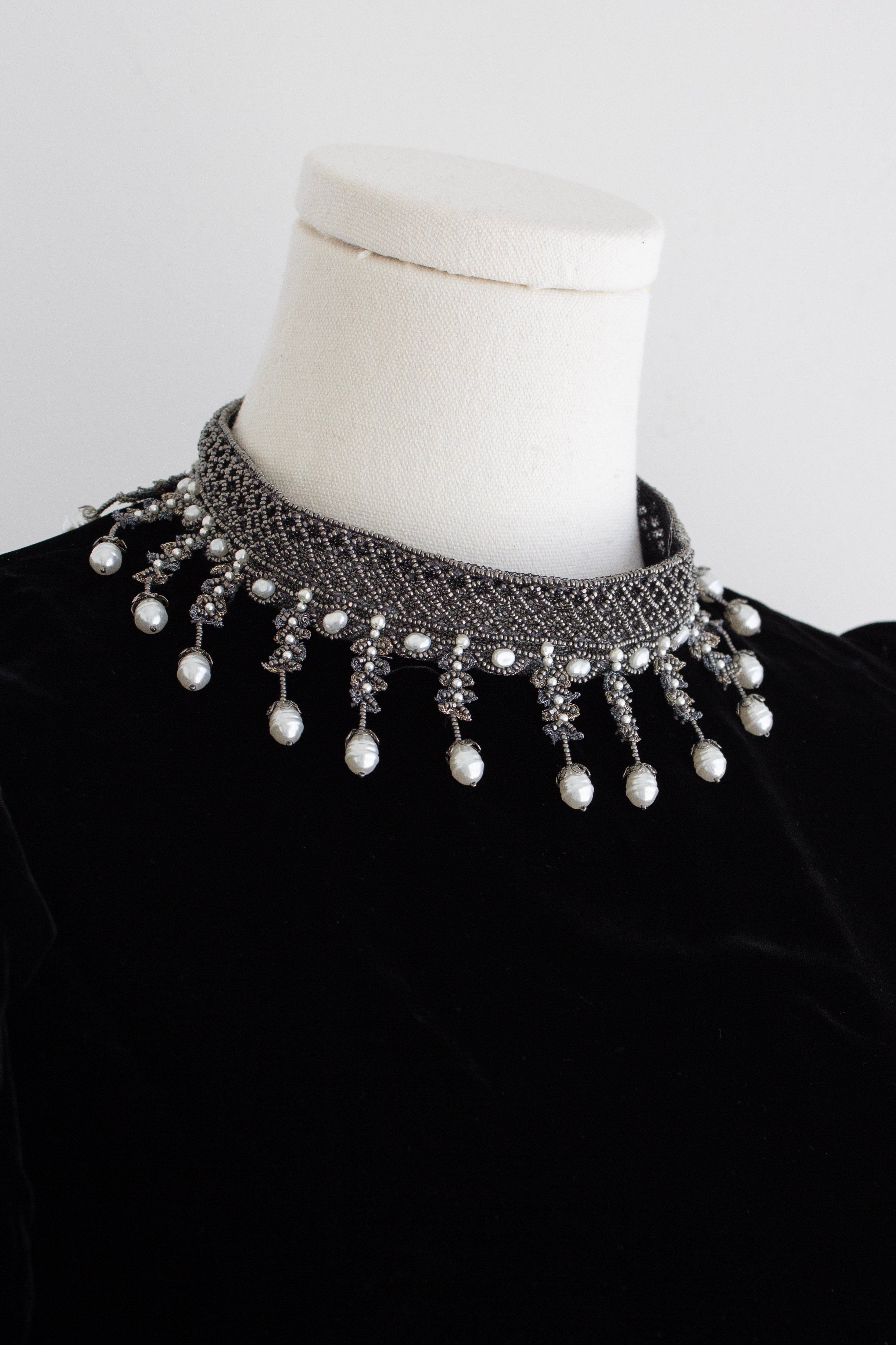 Christian Dior Cruise 2025 Scotland Embellished-Collar Velvet Gown