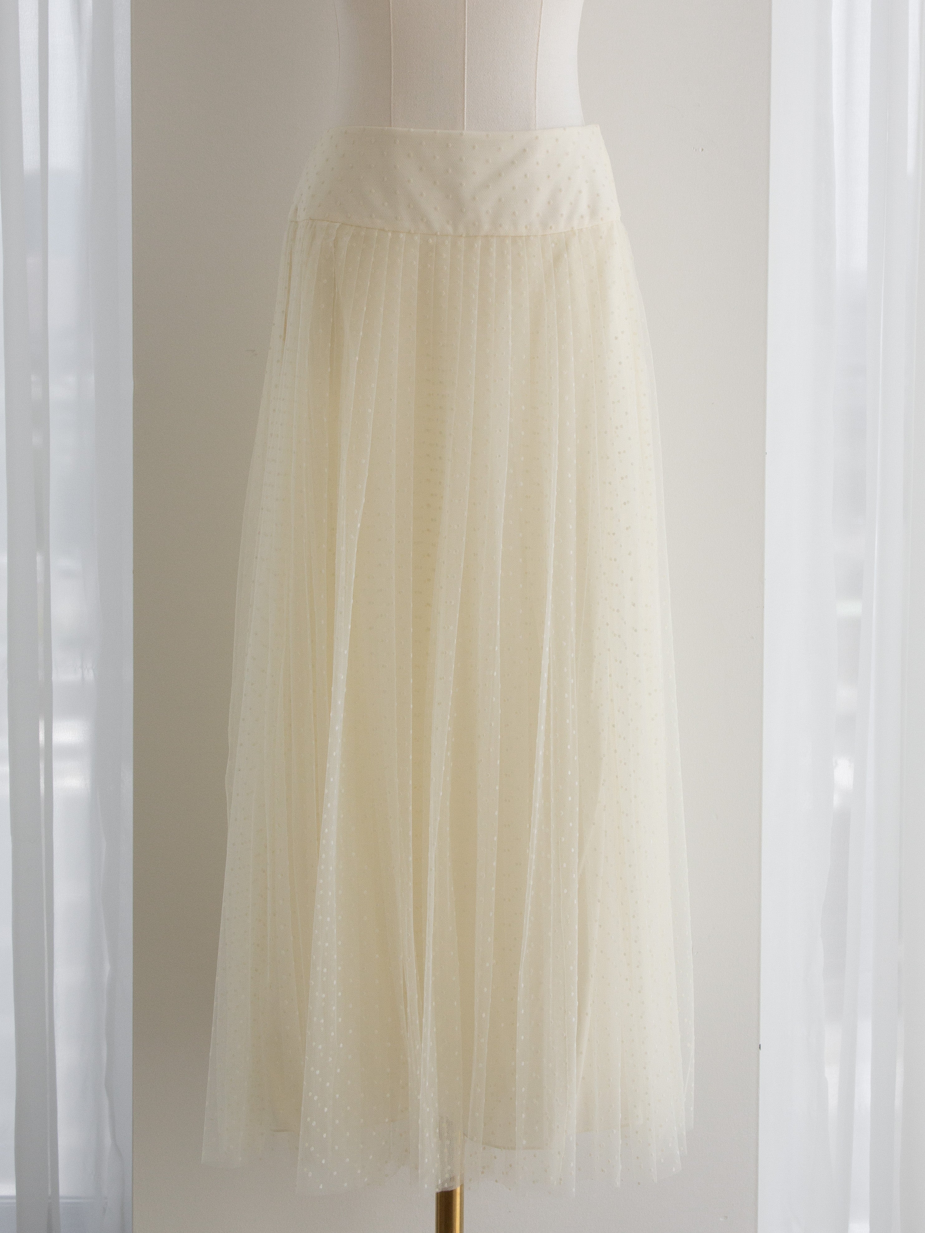 Dior 30 Montaigne Bar Jacket Off-White Ecru Plumetis Tulle Skirt Set