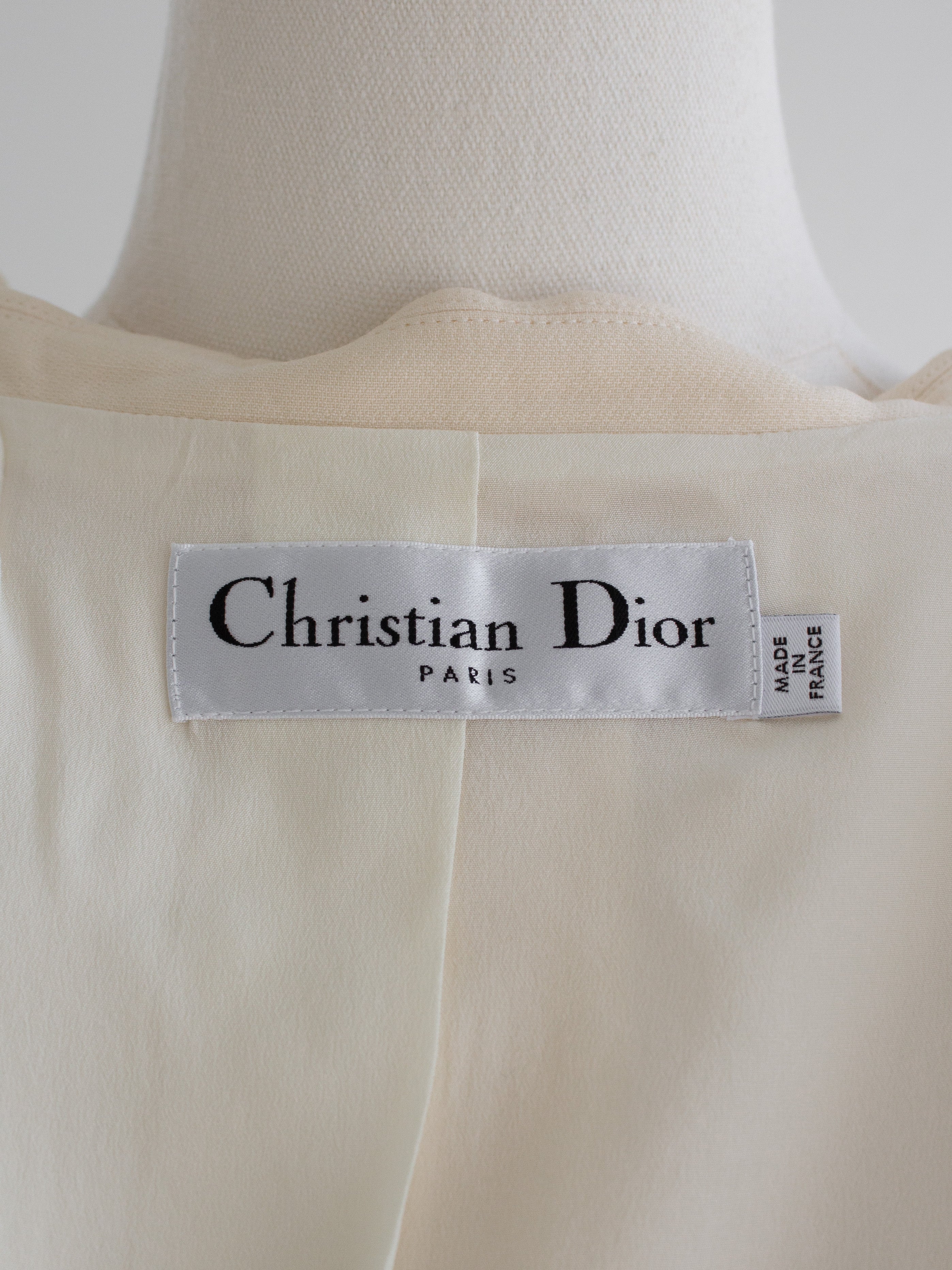 Dior 30 Montaigne Bar Jacket Off-White Ecru Plumetis Tulle Skirt Set