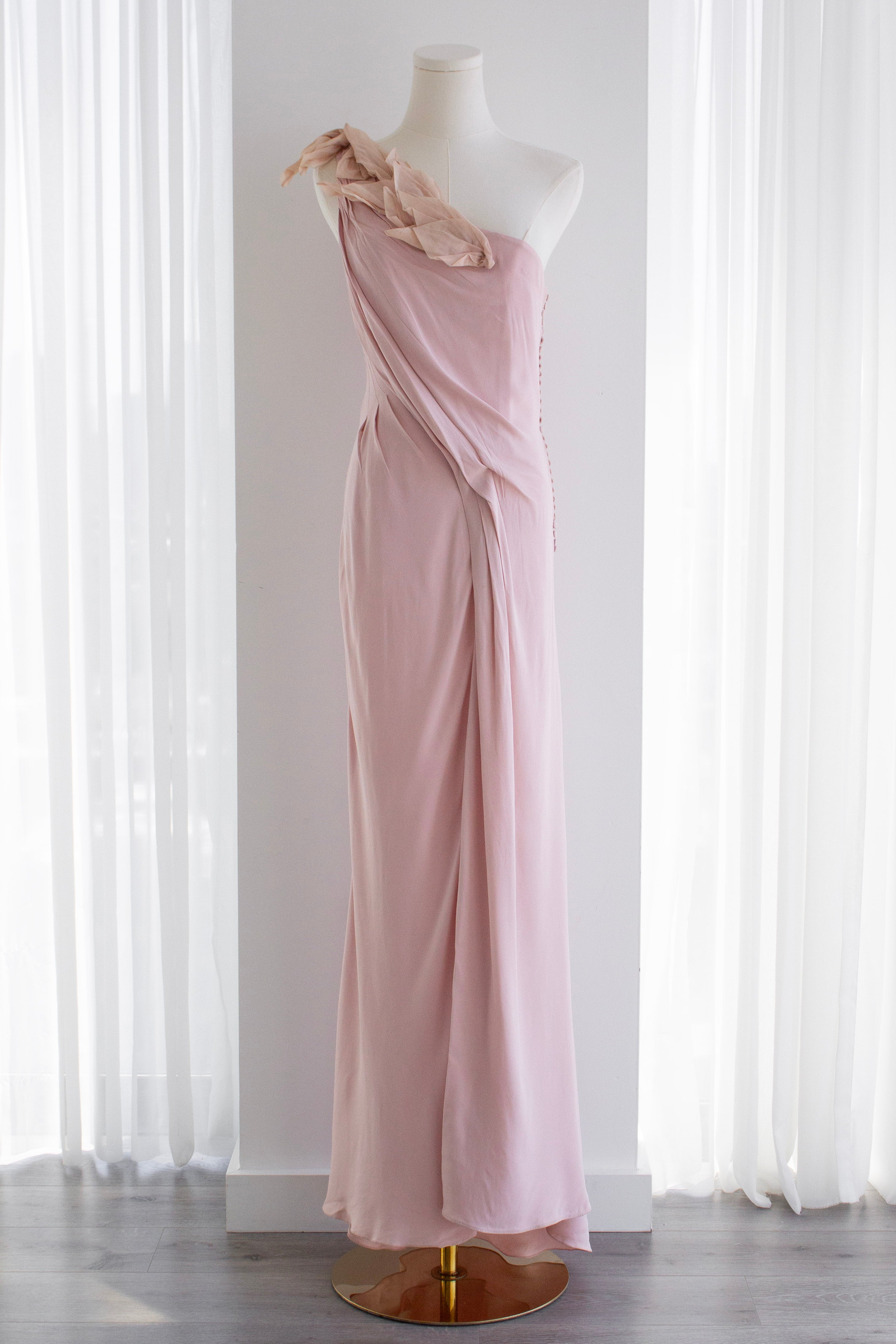 Christian Dior by John Galliano S/S 2008 Pink Petal Organza Draped Gown