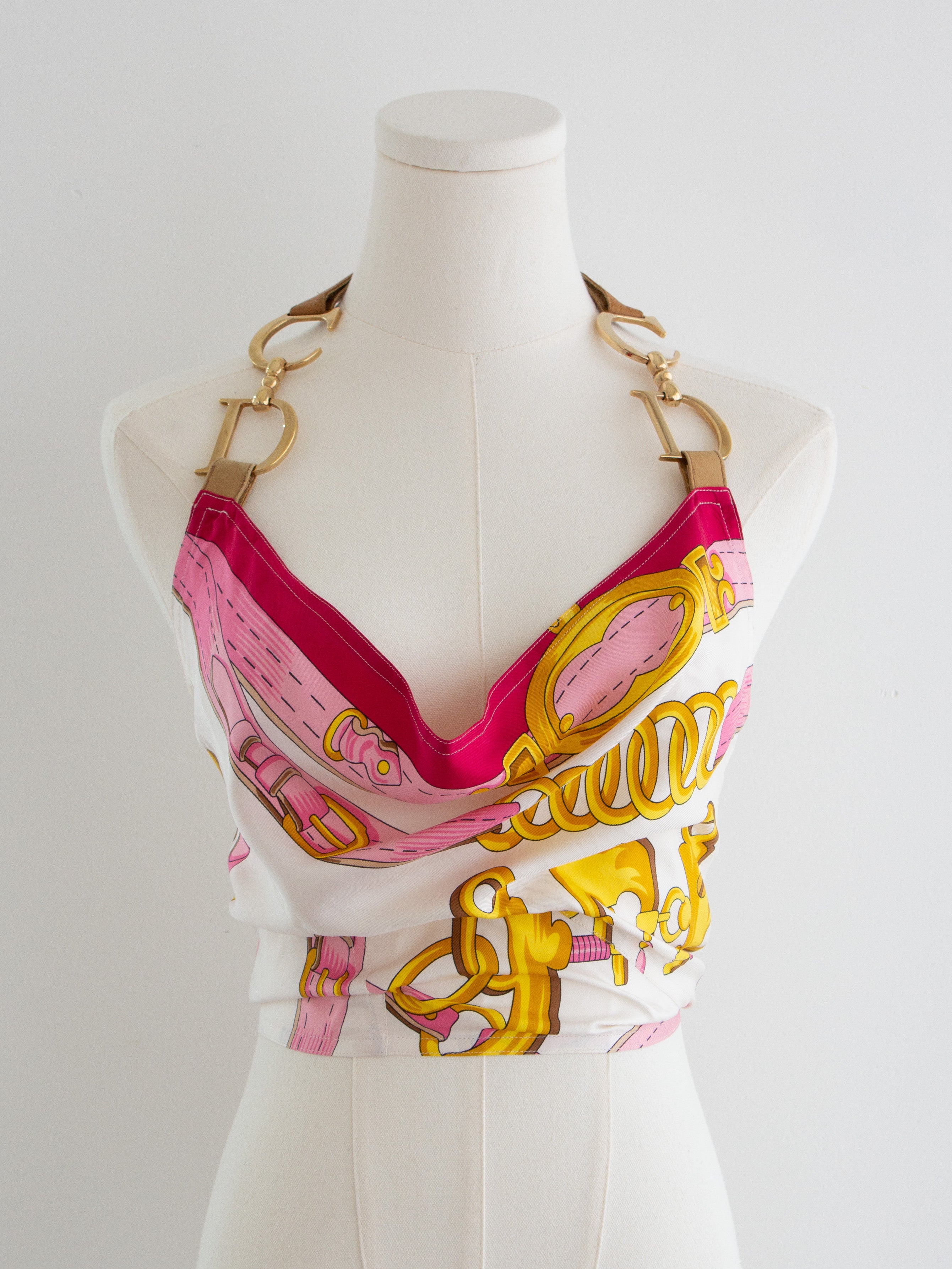 Christian Dior By John Galliano S/S 2000 Pink Silk Saddle Top