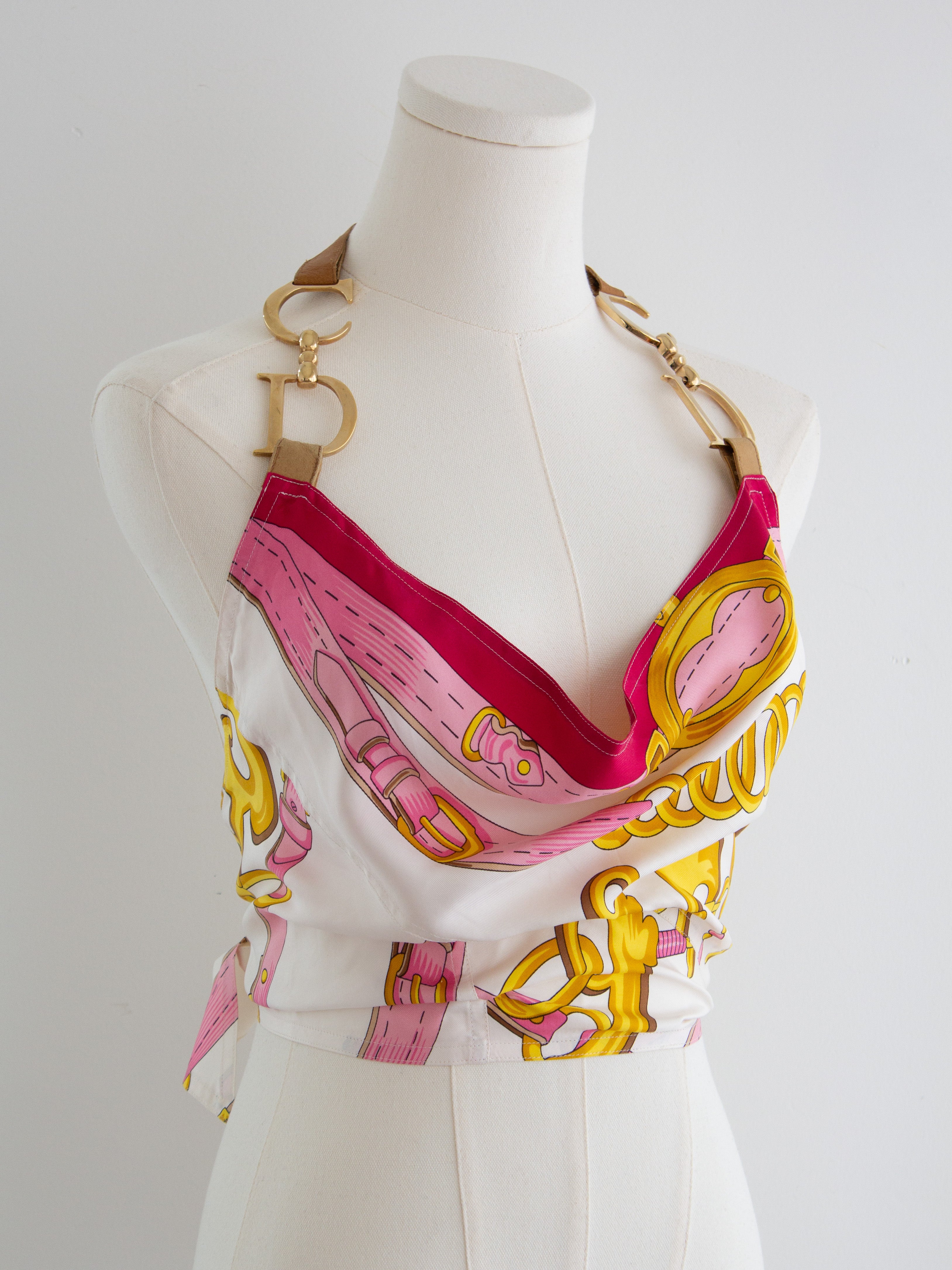 Christian Dior By John Galliano S/S 2000 Pink Silk Saddle Top