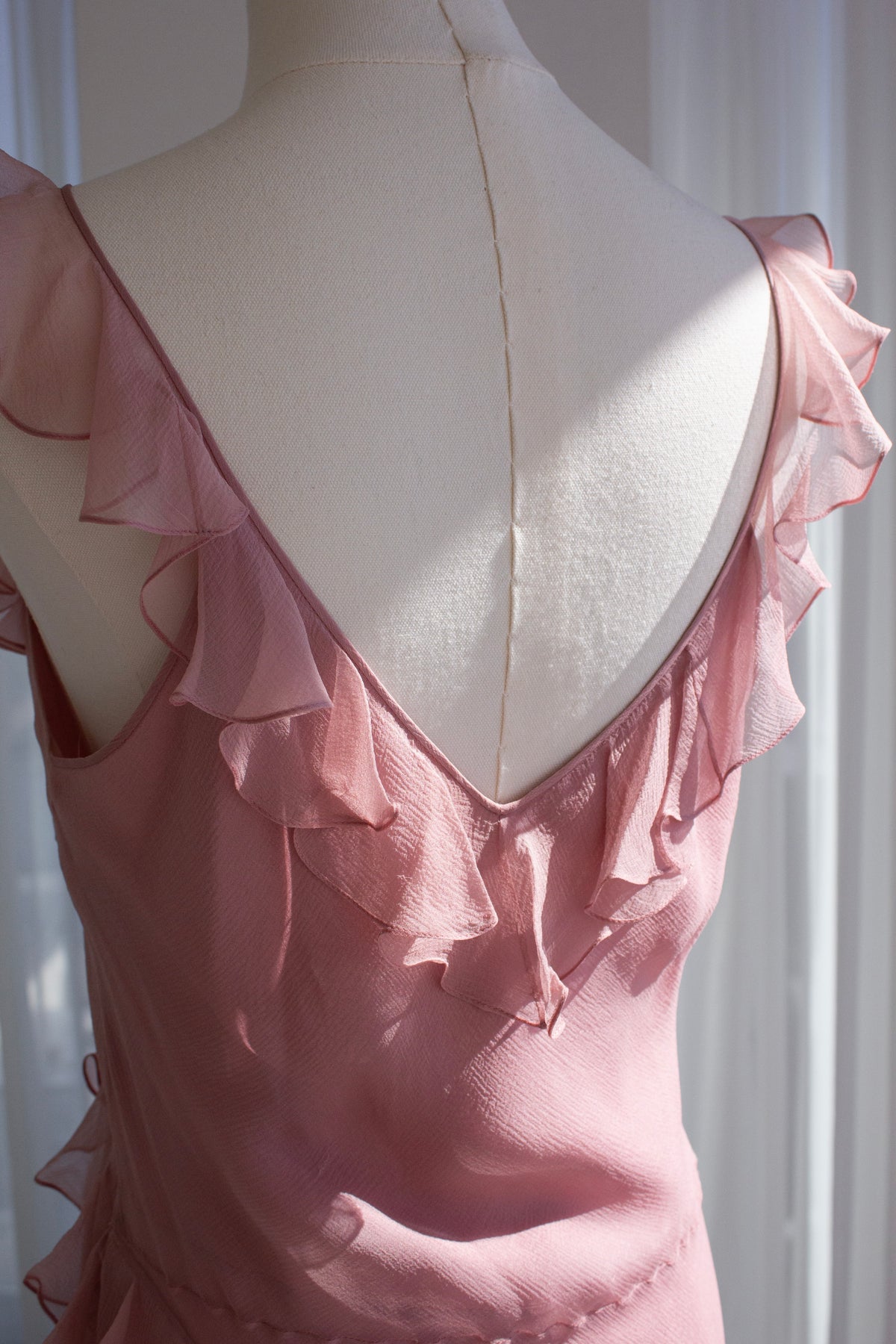 Christian Dior by John Galliano S/S 2003 Dusty Pink Ruffle Midaxi Dress