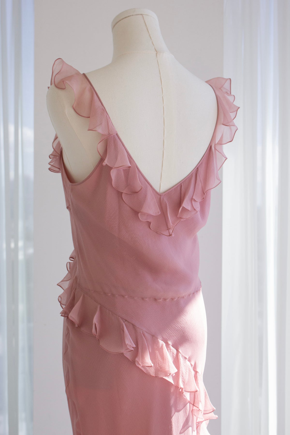 Christian Dior by John Galliano S/S 2003 Dusty Pink Ruffle Midaxi Dress