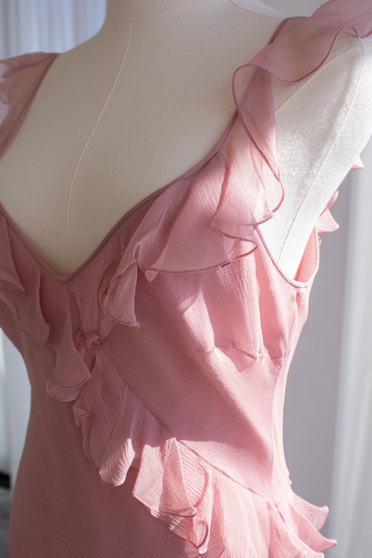 Christian Dior by John Galliano S/S 2003 Dusty Pink Ruffle Midaxi Dress