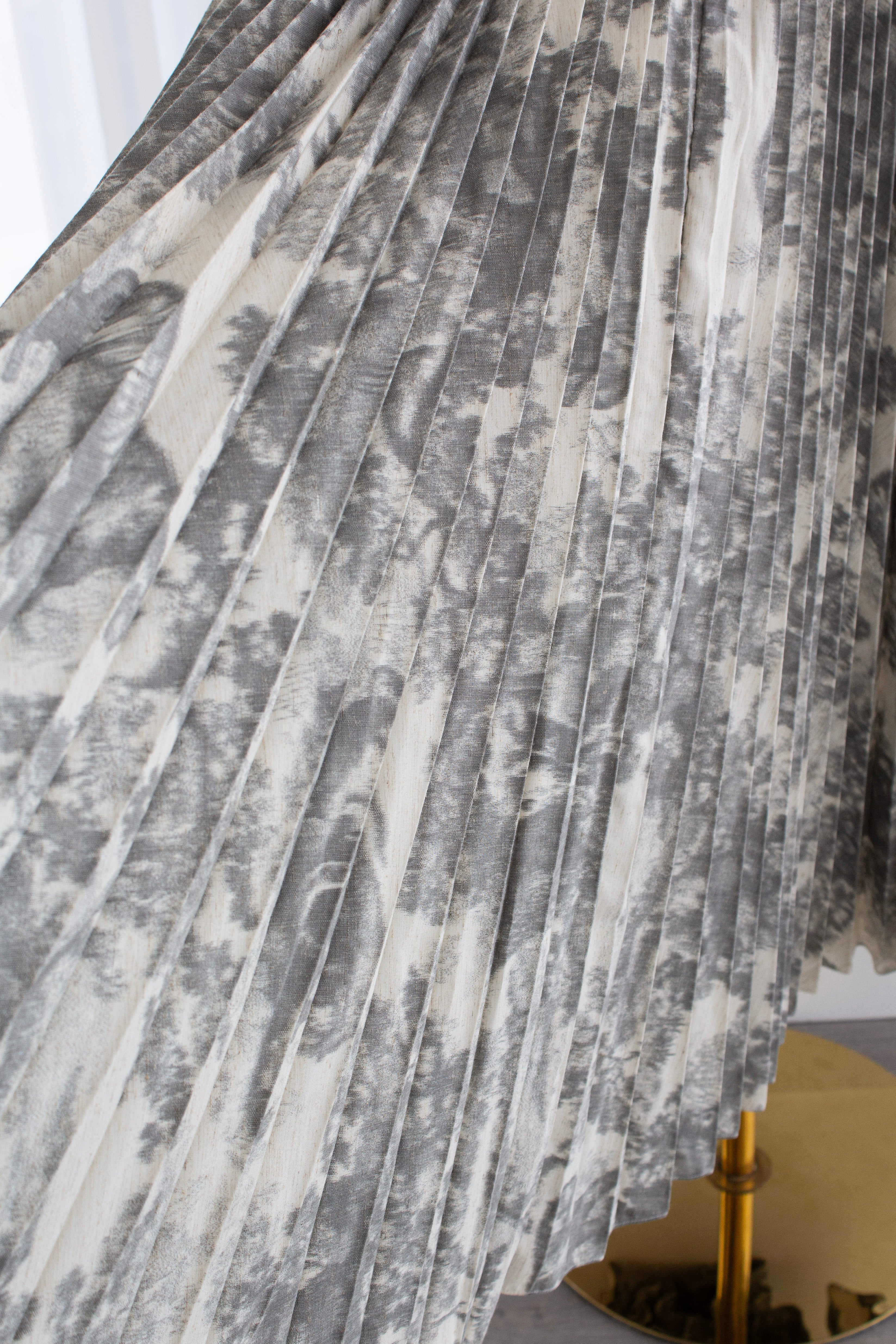 Christian Dior S/S 2019 Grey Toile De Jouy Print Corset Pleated Dress