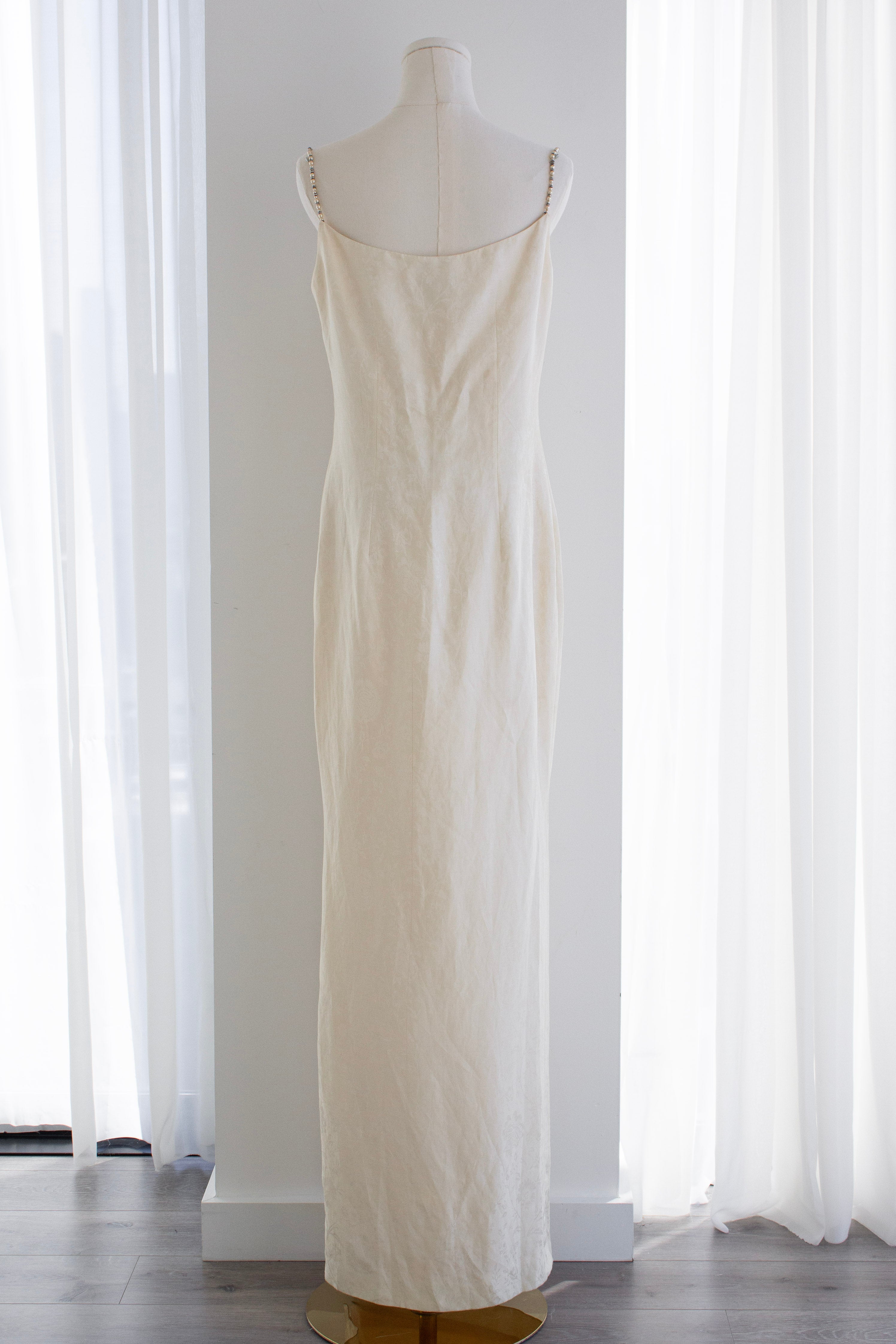 Christian Dior By John Galliano S/S 1998 In A Boudoir Mood White Pearl Jacquard Gown