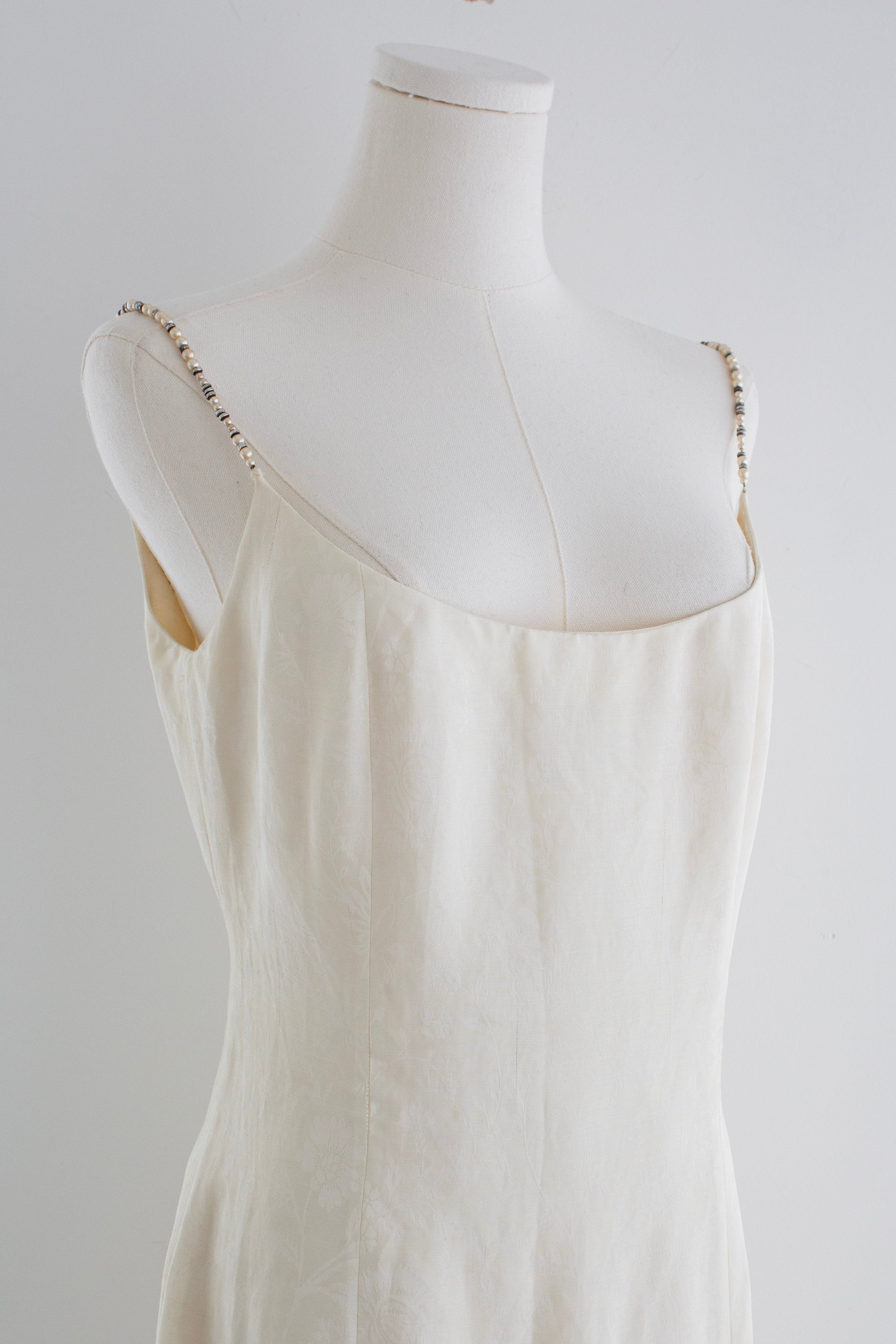 Christian Dior By John Galliano S/S 1998 In A Boudoir Mood White Pearl Jacquard Gown