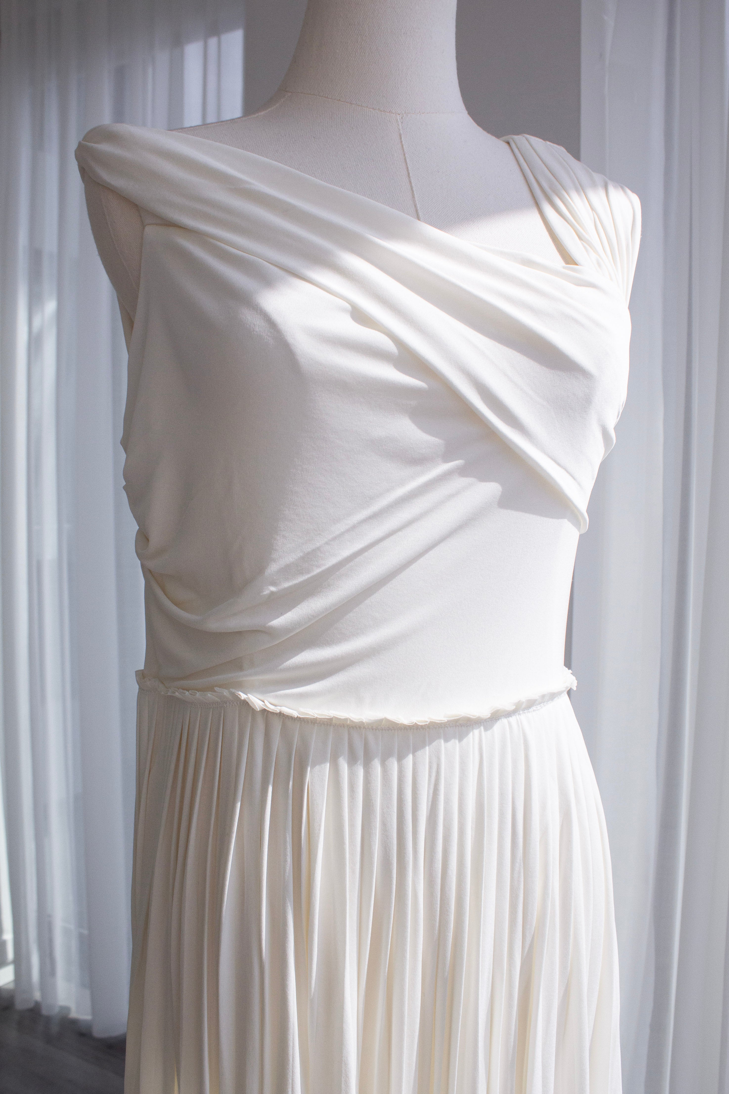 Christian Dior S/S 2019 Ballet White Draped Jersey Grecian Dress Gown