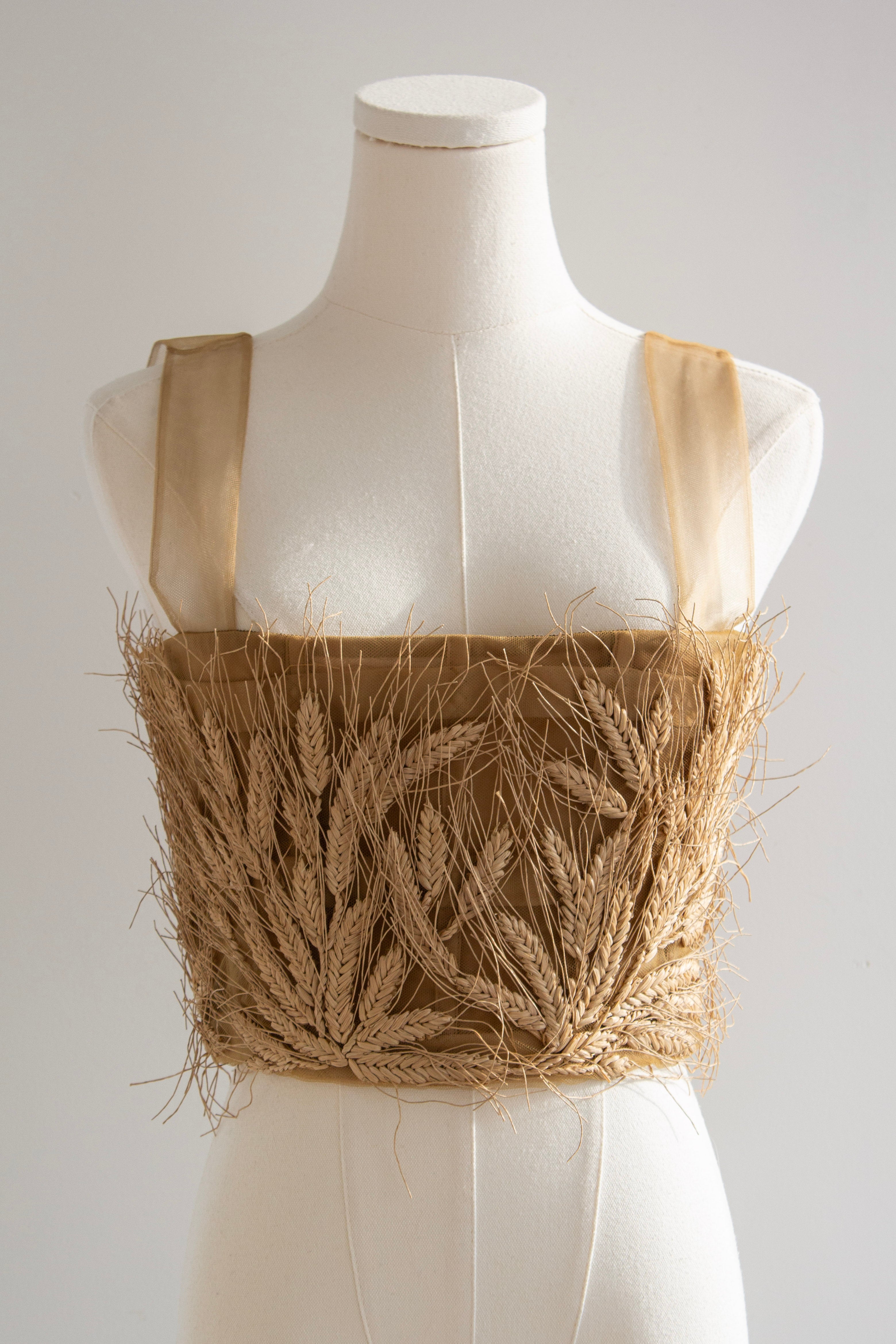 Christian Dior Cruise 2021 Puglia Italy Wheat Appliqué Tulle Crop Top