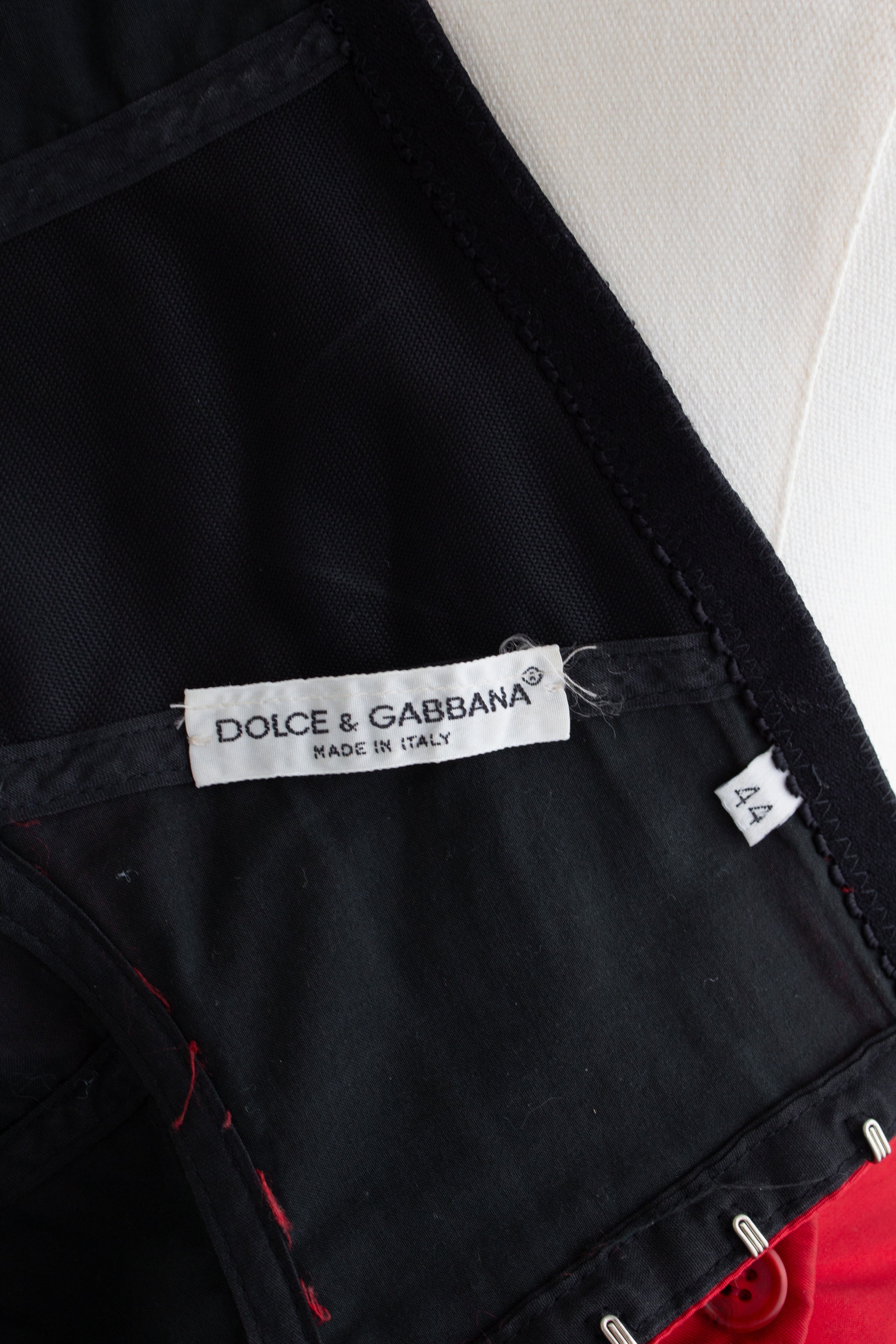 Dolce&Gabbana F/W 1992 Red Black Bustier Top Satin Tulle Skirt Ensemble