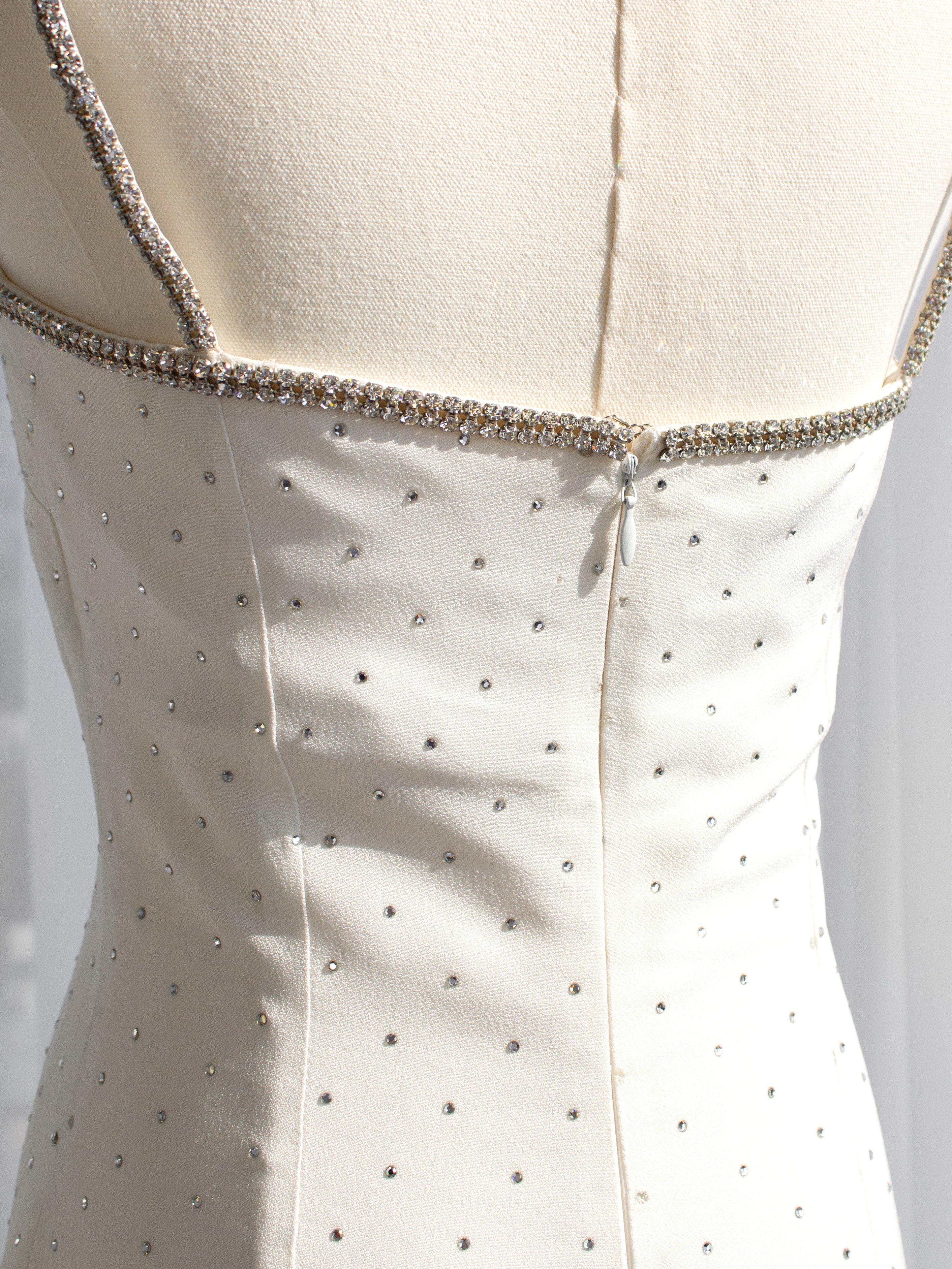 Dolce&Gabbana Vintage S/S 1995 White Crystal Embellished Midi Dress