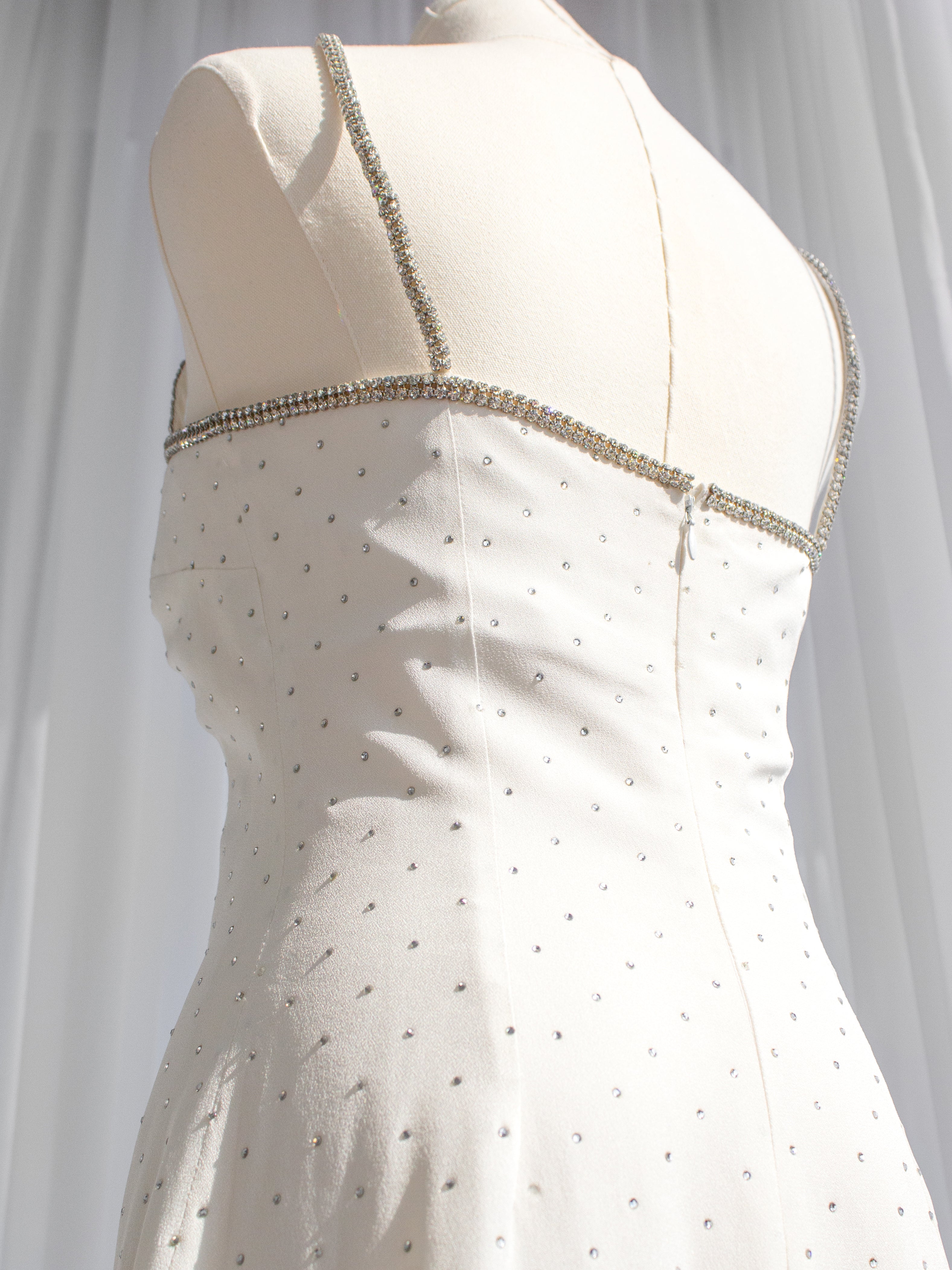 Dolce&Gabbana Vintage S/S 1995 White Crystal Embellished Midi Dress
