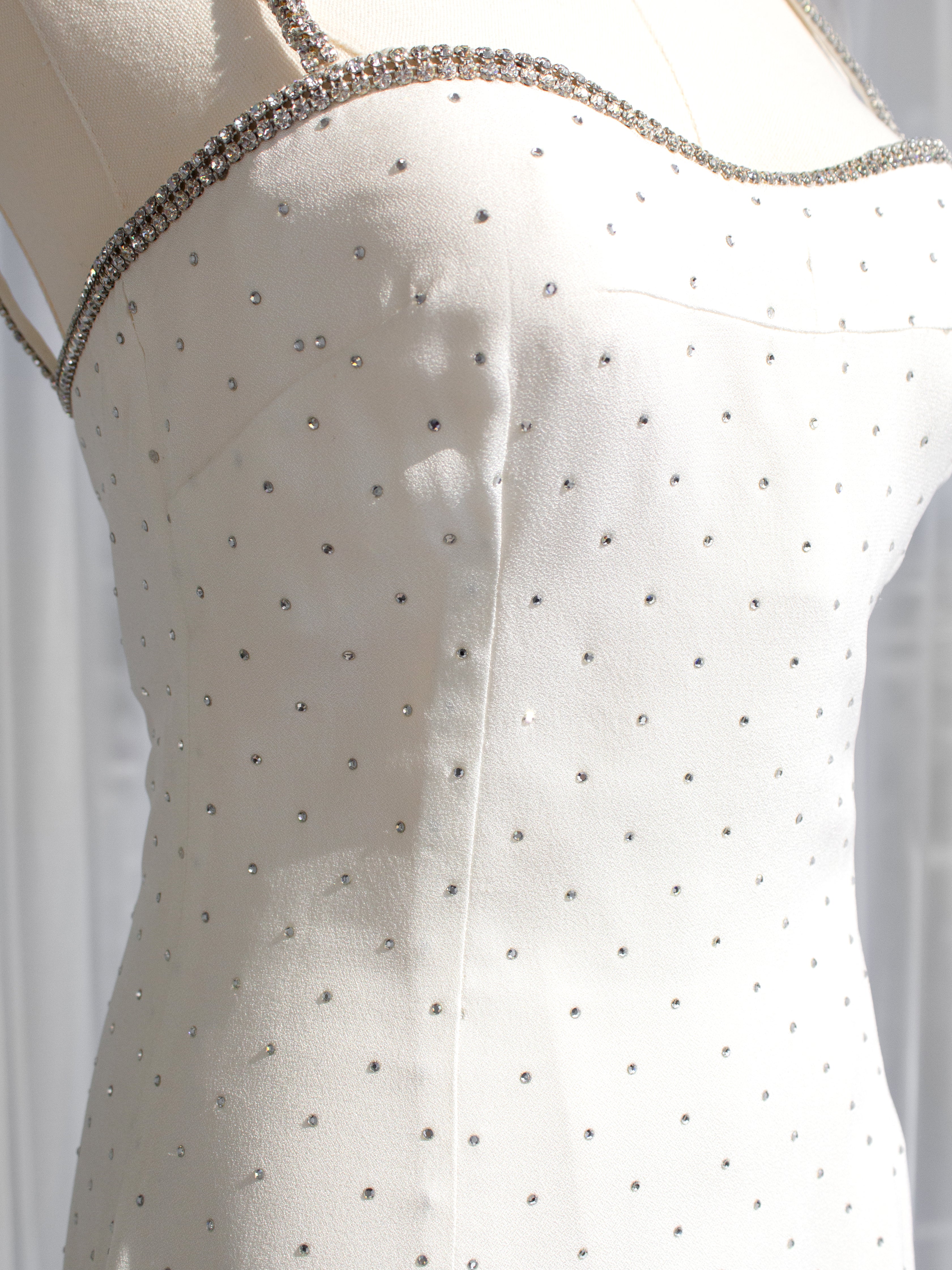 Dolce&Gabbana Vintage S/S 1995 White Crystal Embellished Midi Dress