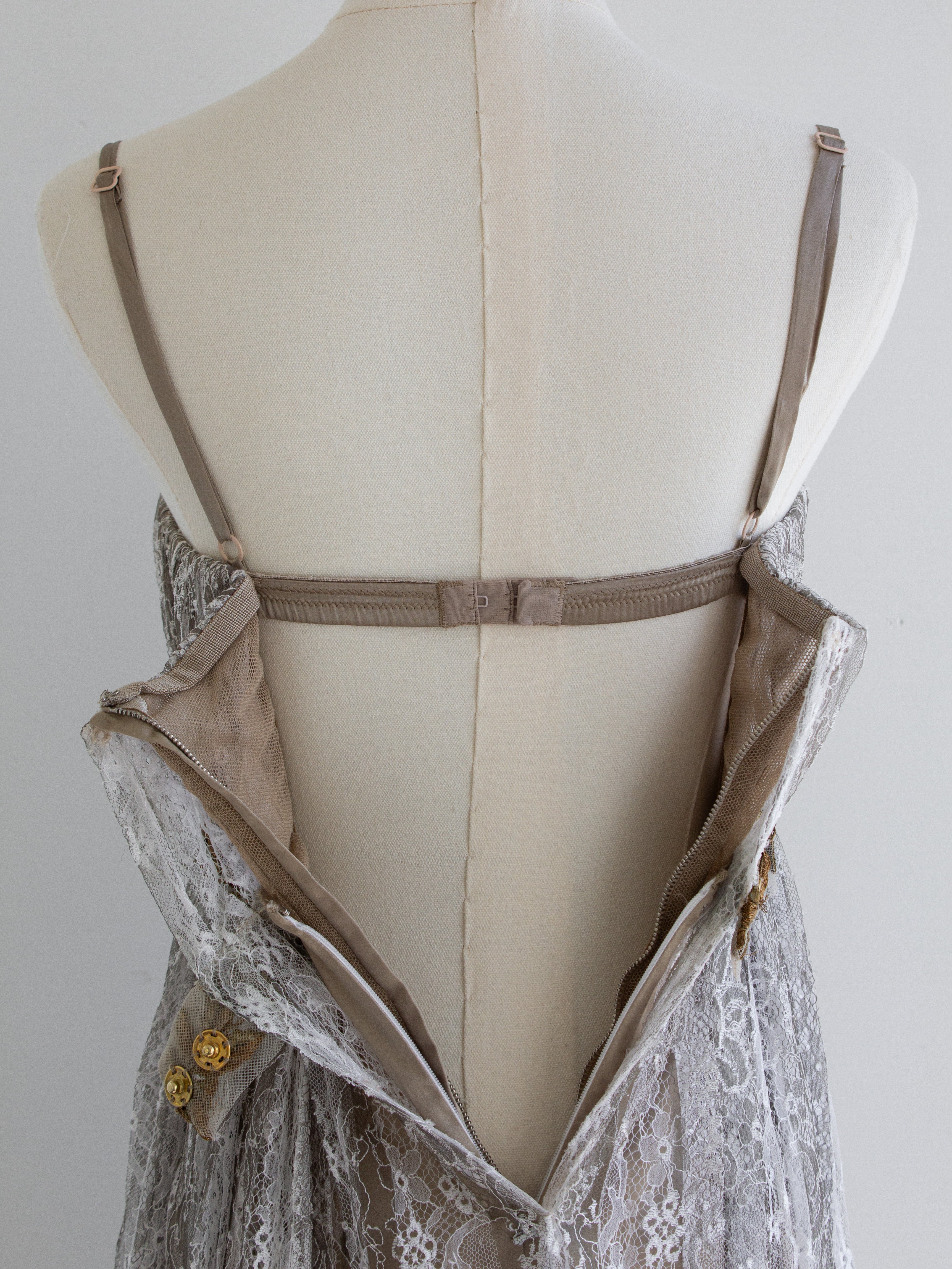 Dolce & Gabbana Vintage F/W 2006 Napoleonic Grey Lace Gold Laurel Dress