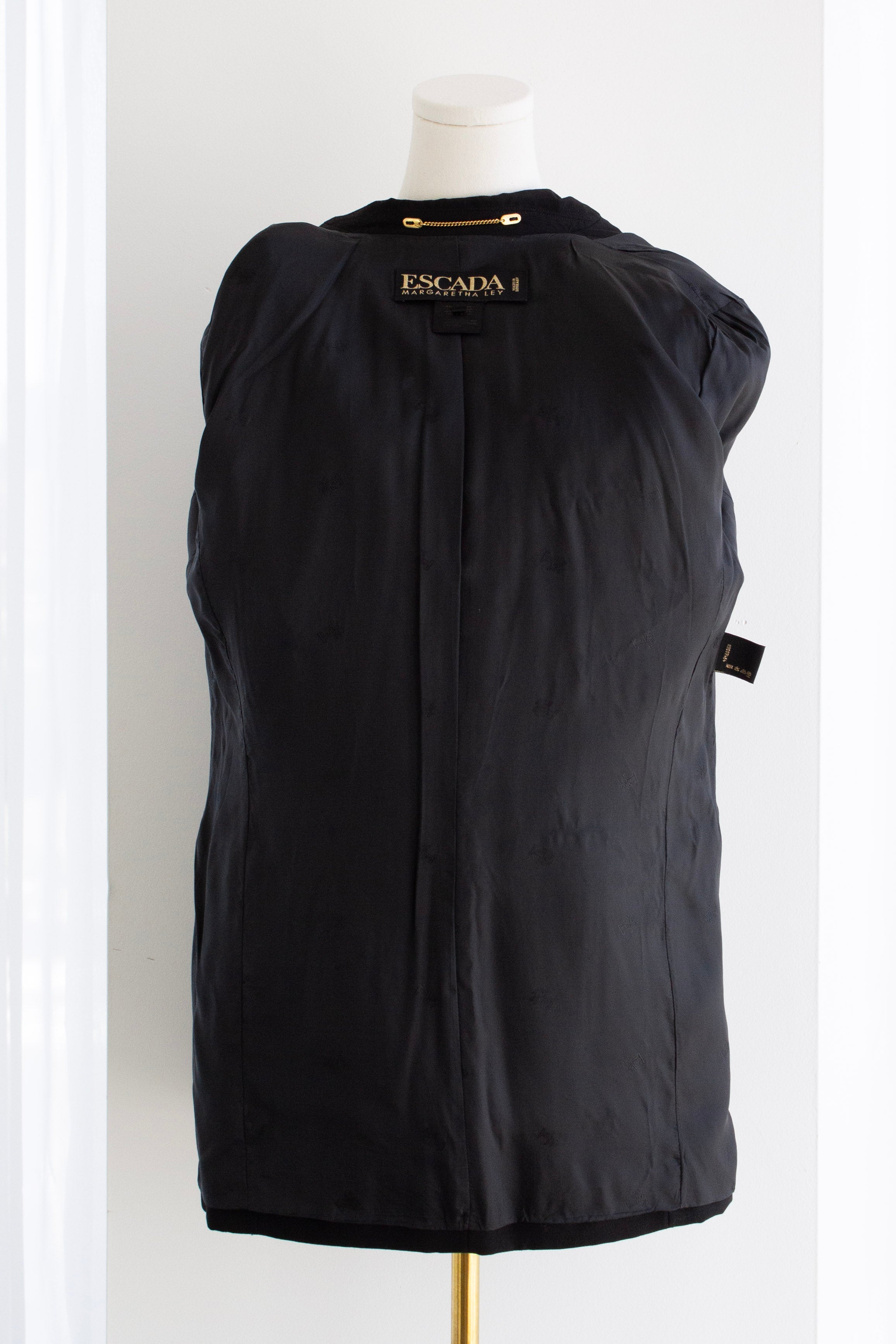 Escada By Margaretha Ley Vintage 90s Princess Diana Black Gold Elephants Blazer Jacket