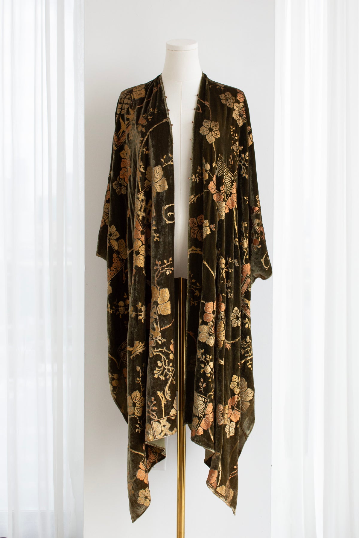 Fortuny Daphne Velvet Kimono Olive Green Coat