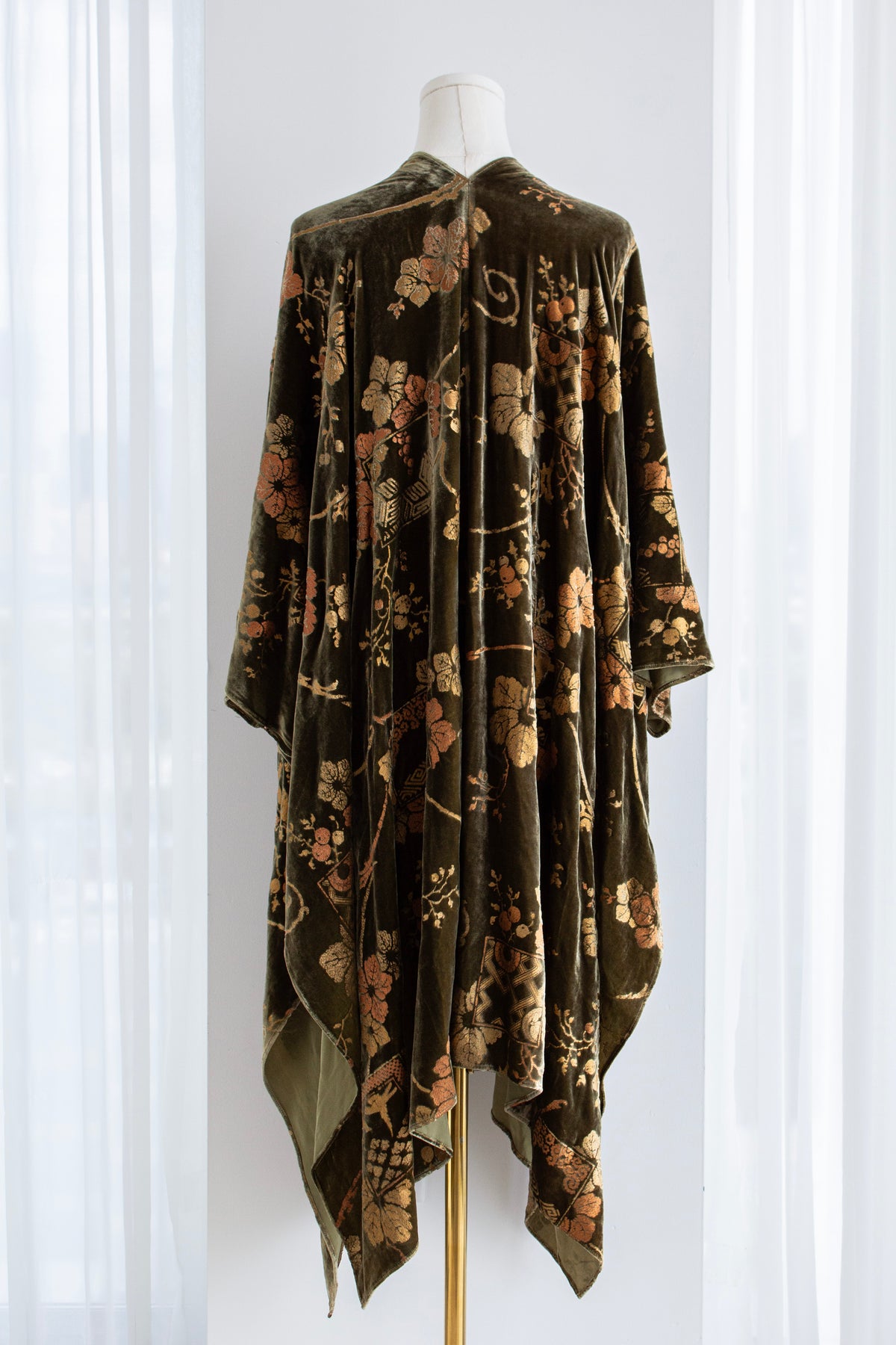 Fortuny Daphne Velvet Kimono Olive Green Coat