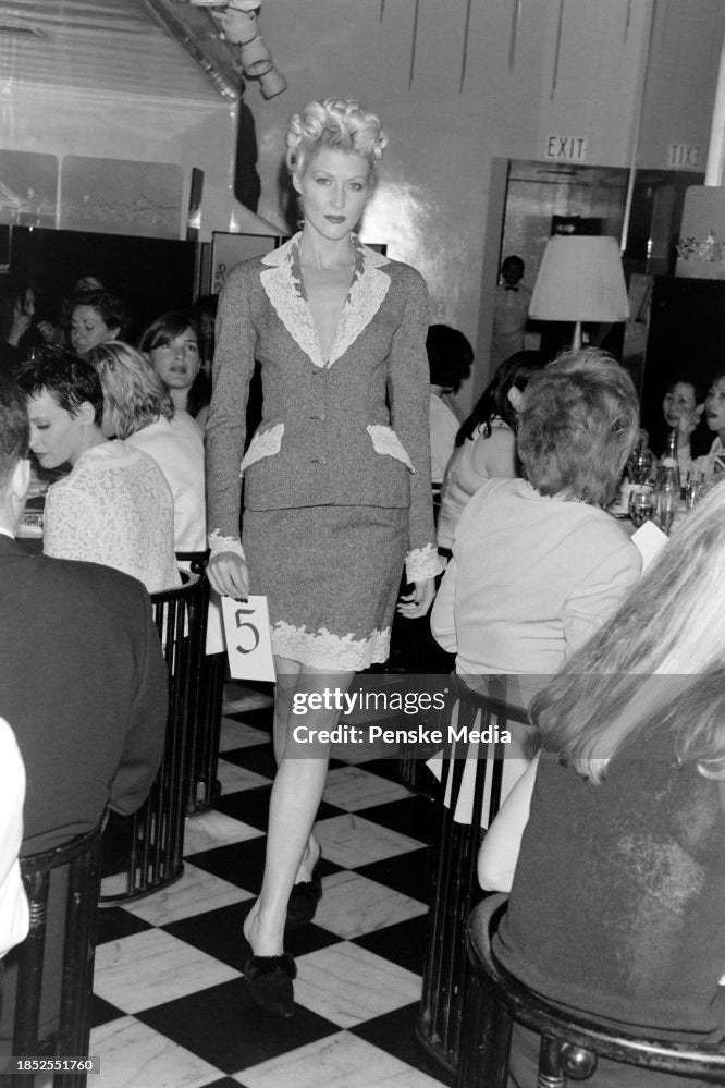 Christian Dior by John Galliano F/W 1998 Grey Tweed Calais Lace Jacket Skirt Suit