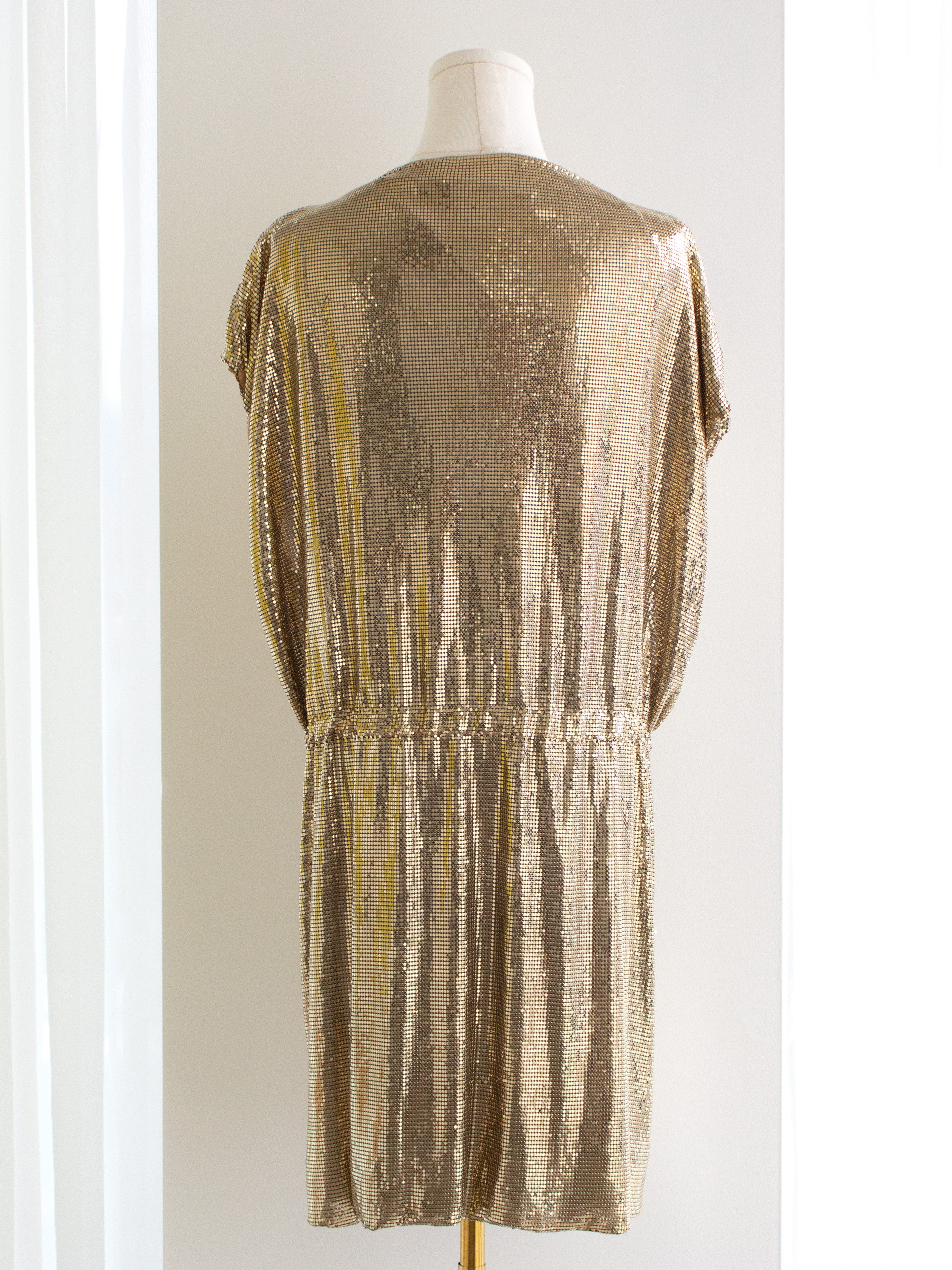 Gianni Versace Couture 1994 Gold Metal Oroton Toga Mini Dress
