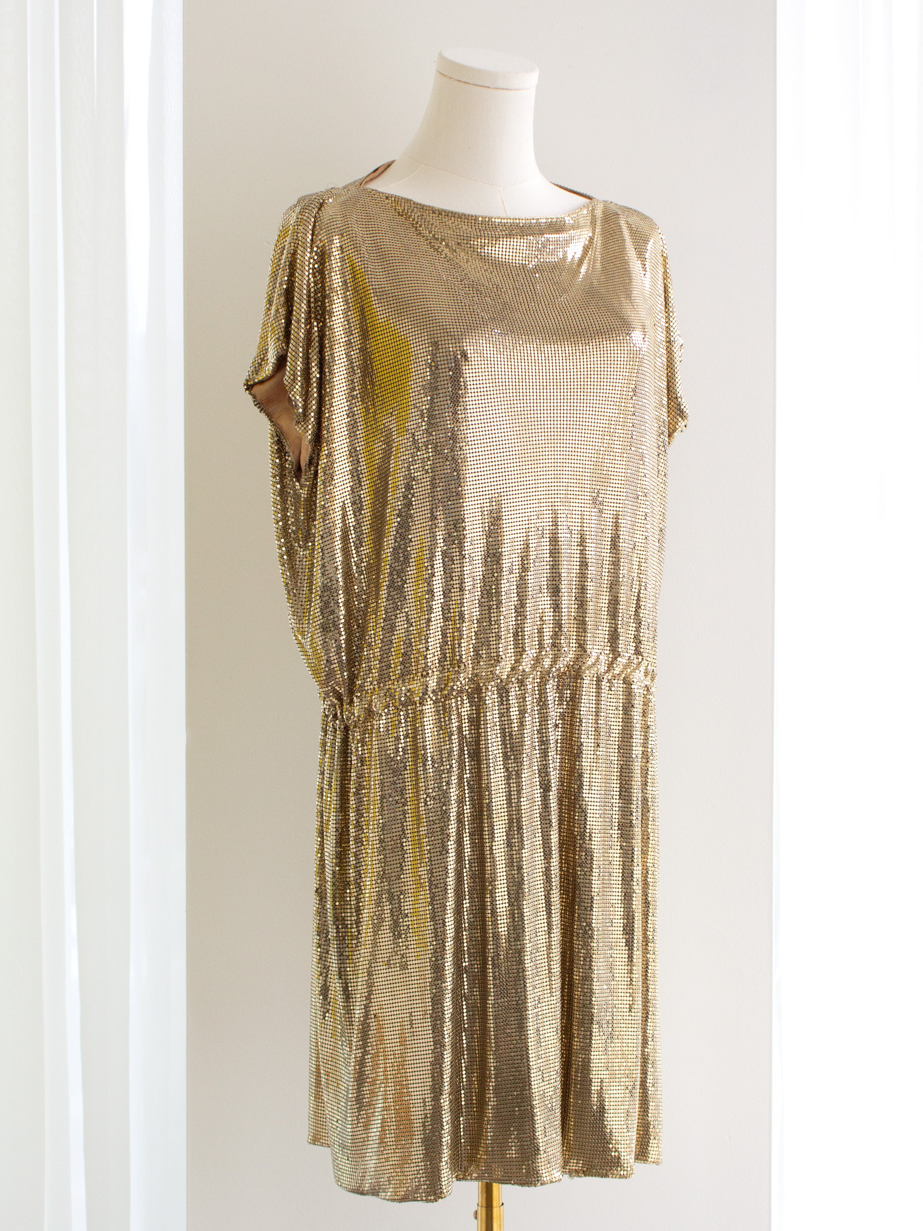 Gianni Versace Couture 1994 Gold Metal Oroton Toga Mini Dress