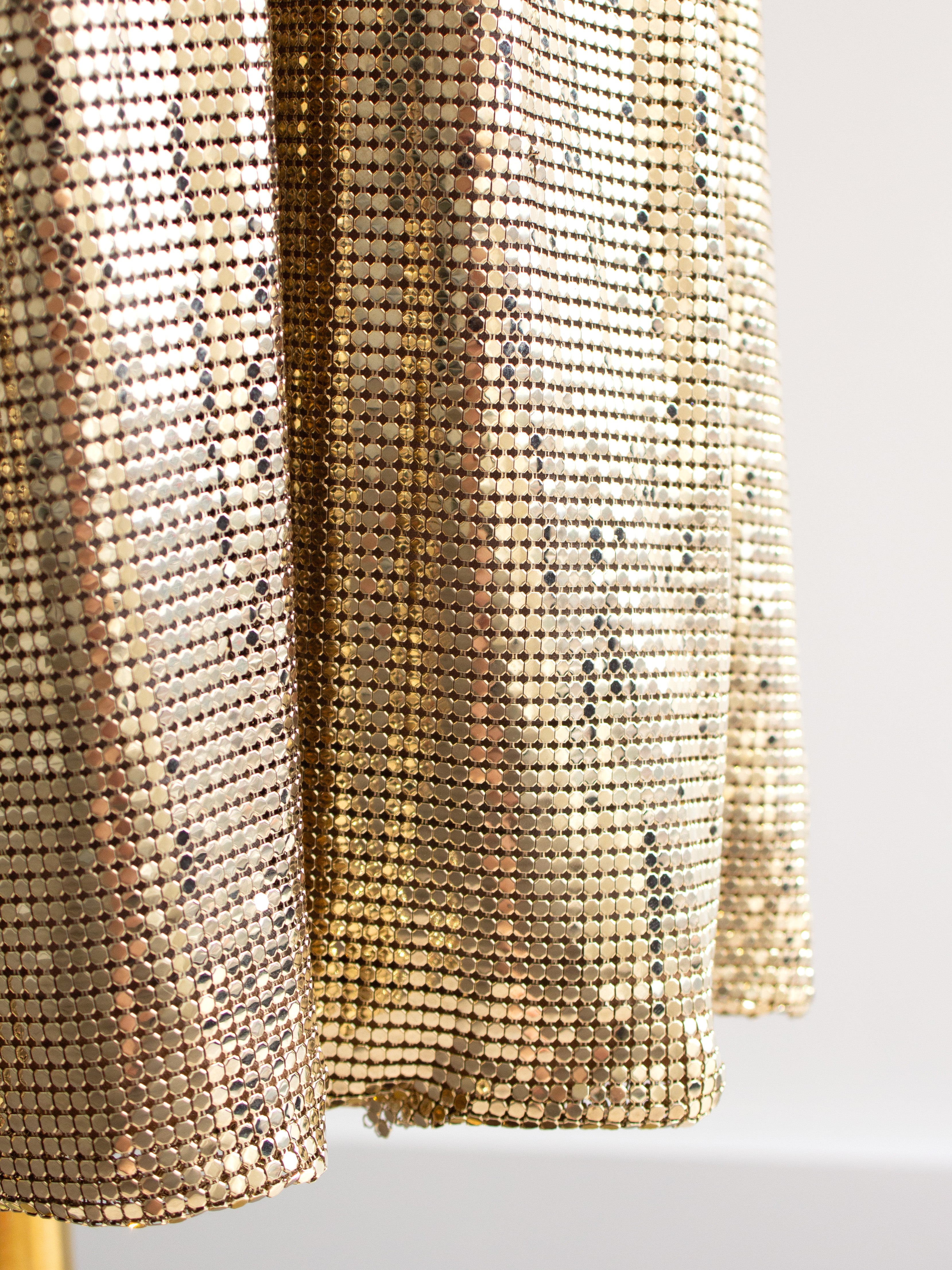 Gianni Versace Couture 1994 Gold Metal Oroton Toga Mini Dress