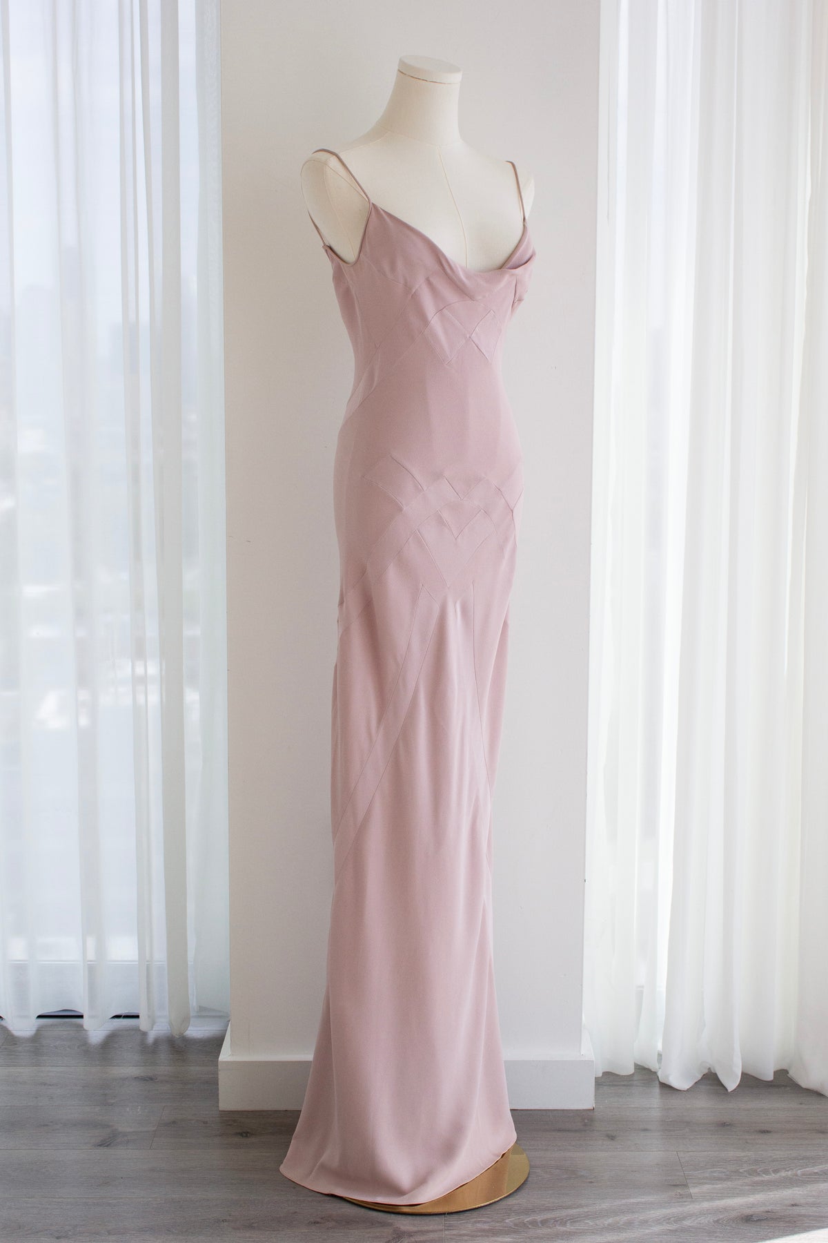 John Galliano Spring/Summer 1995 “Misia Diva” Pale Pink Bias-Cut Silk Gown