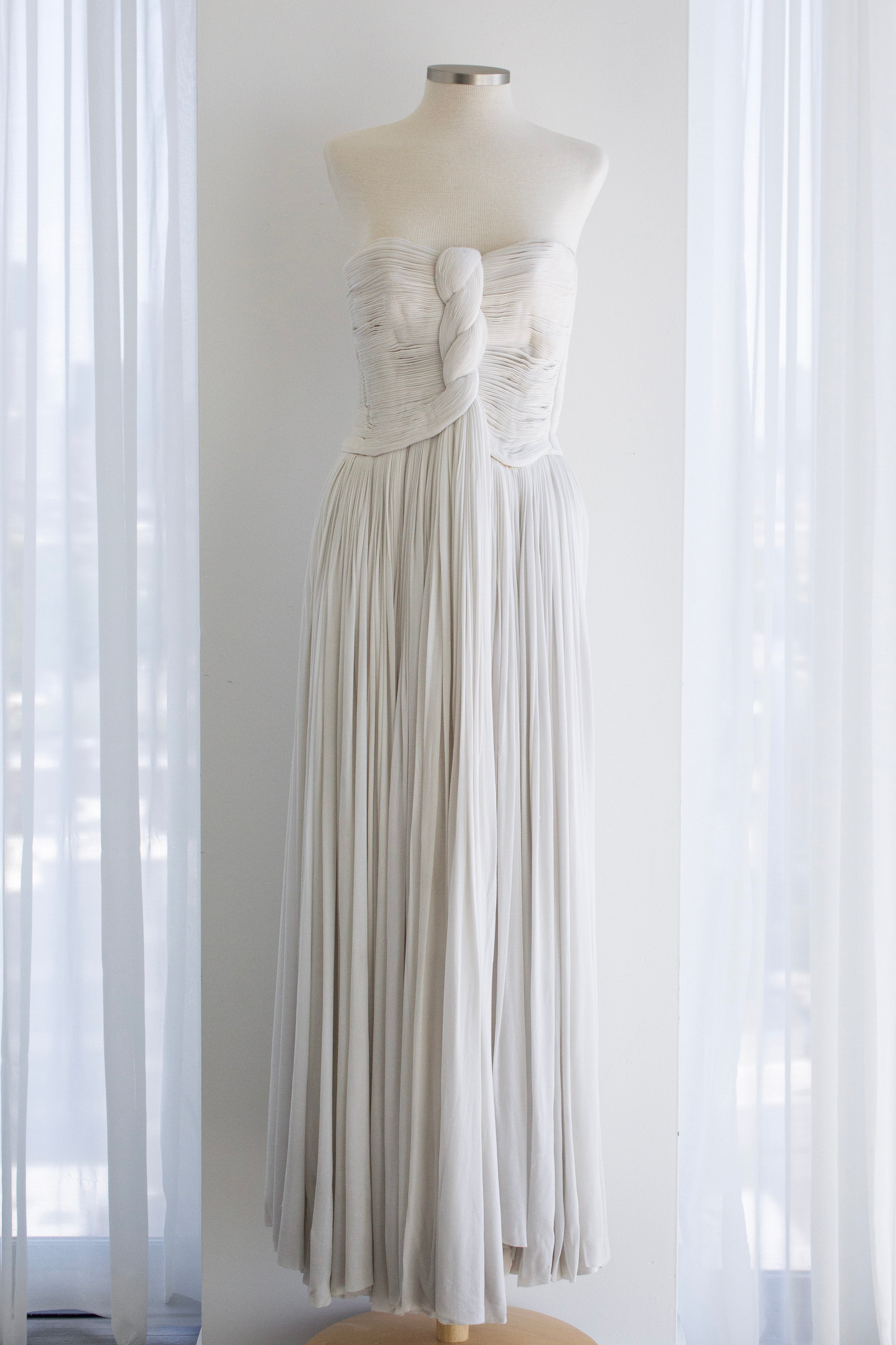 Madame Grès Haute Couture Pleated White Gown Personal Archive, c. 1950s