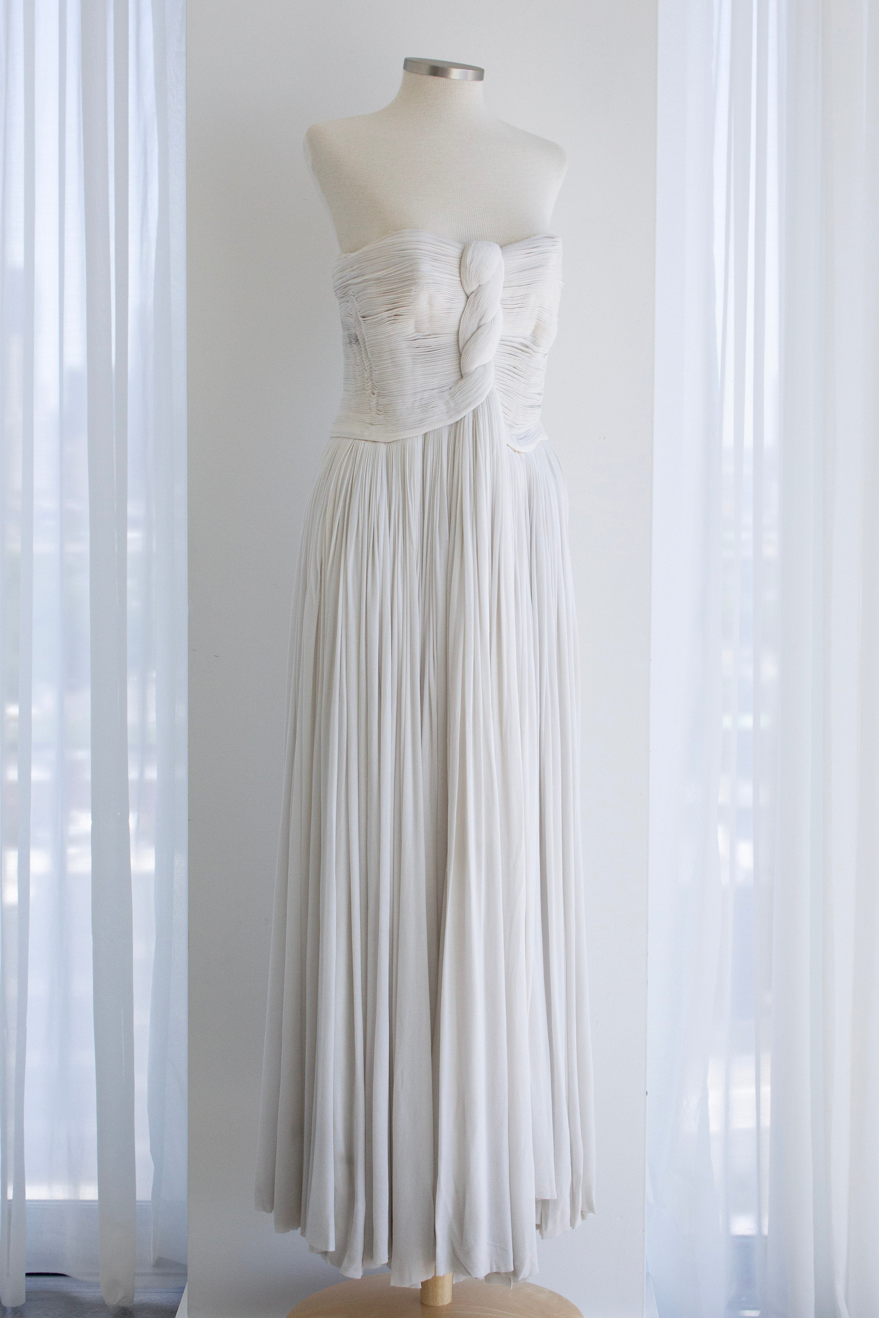 Madame Grès Haute Couture Pleated White Gown Personal Archive, c. 1950s