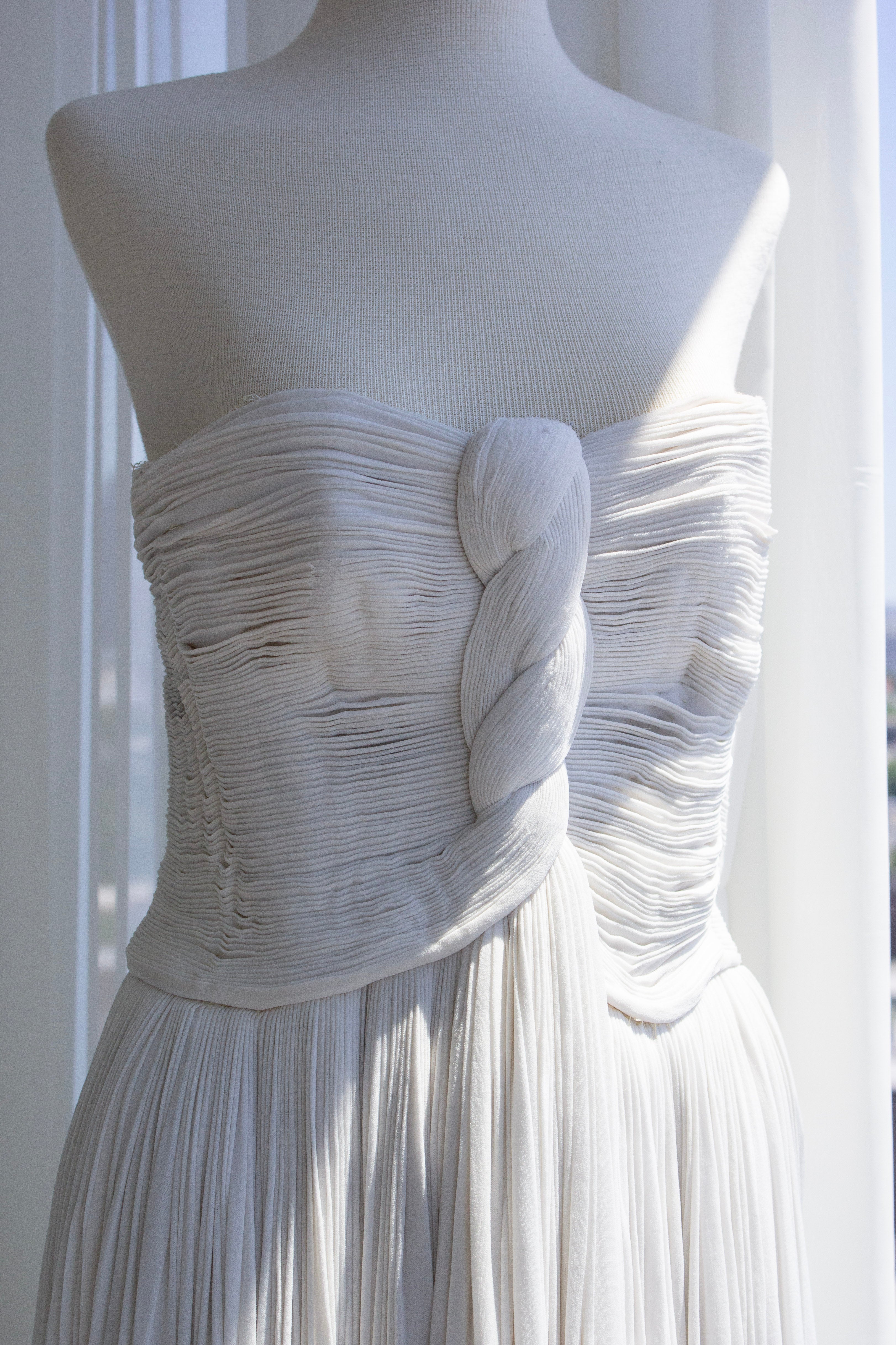 Madame Grès Haute Couture Pleated White Gown Personal Archive, c. 1950s