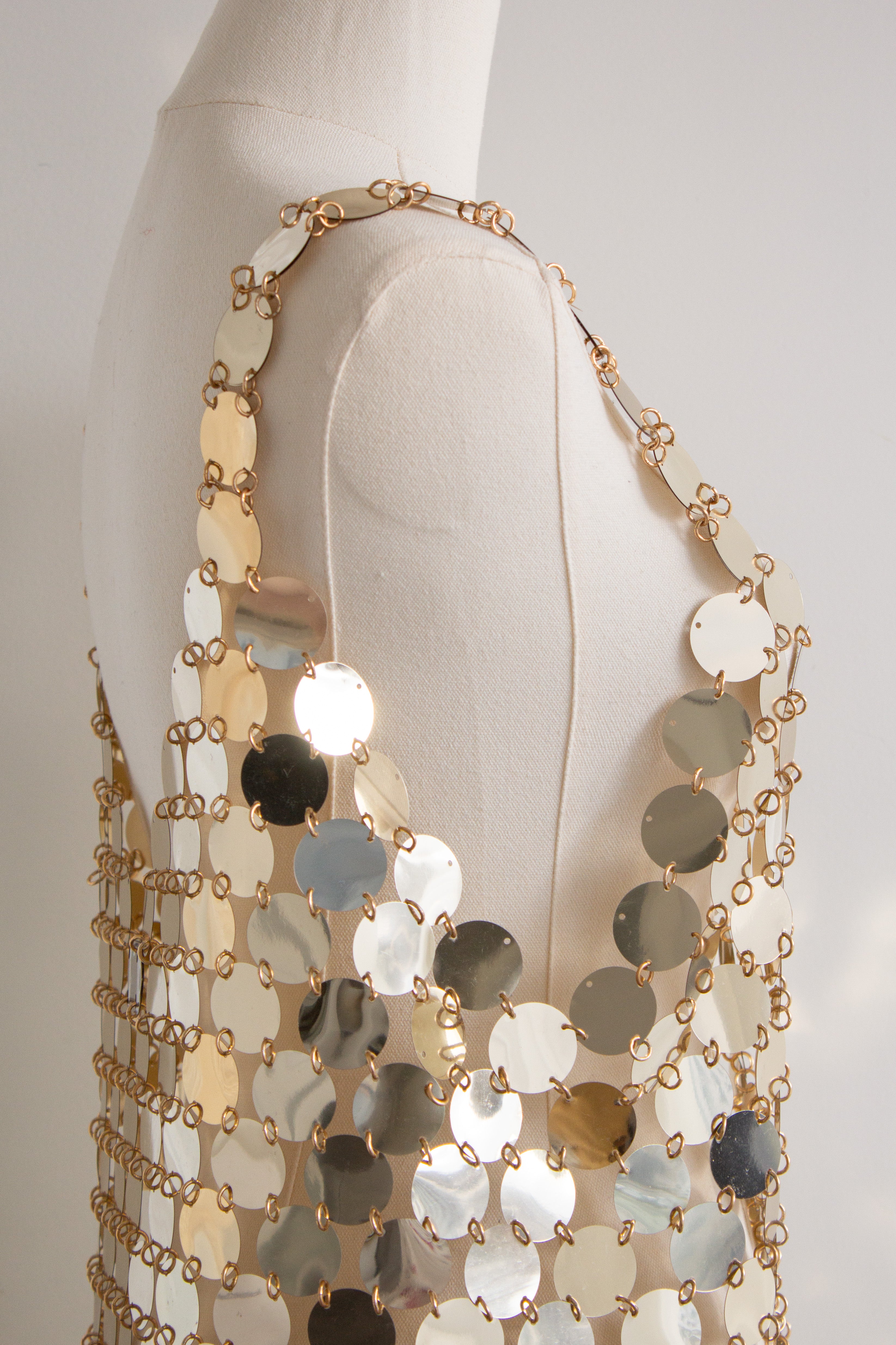 Paco Rabanne Vintage 1996 Gold Disc Rhodoid DIY Mini Dress Kit