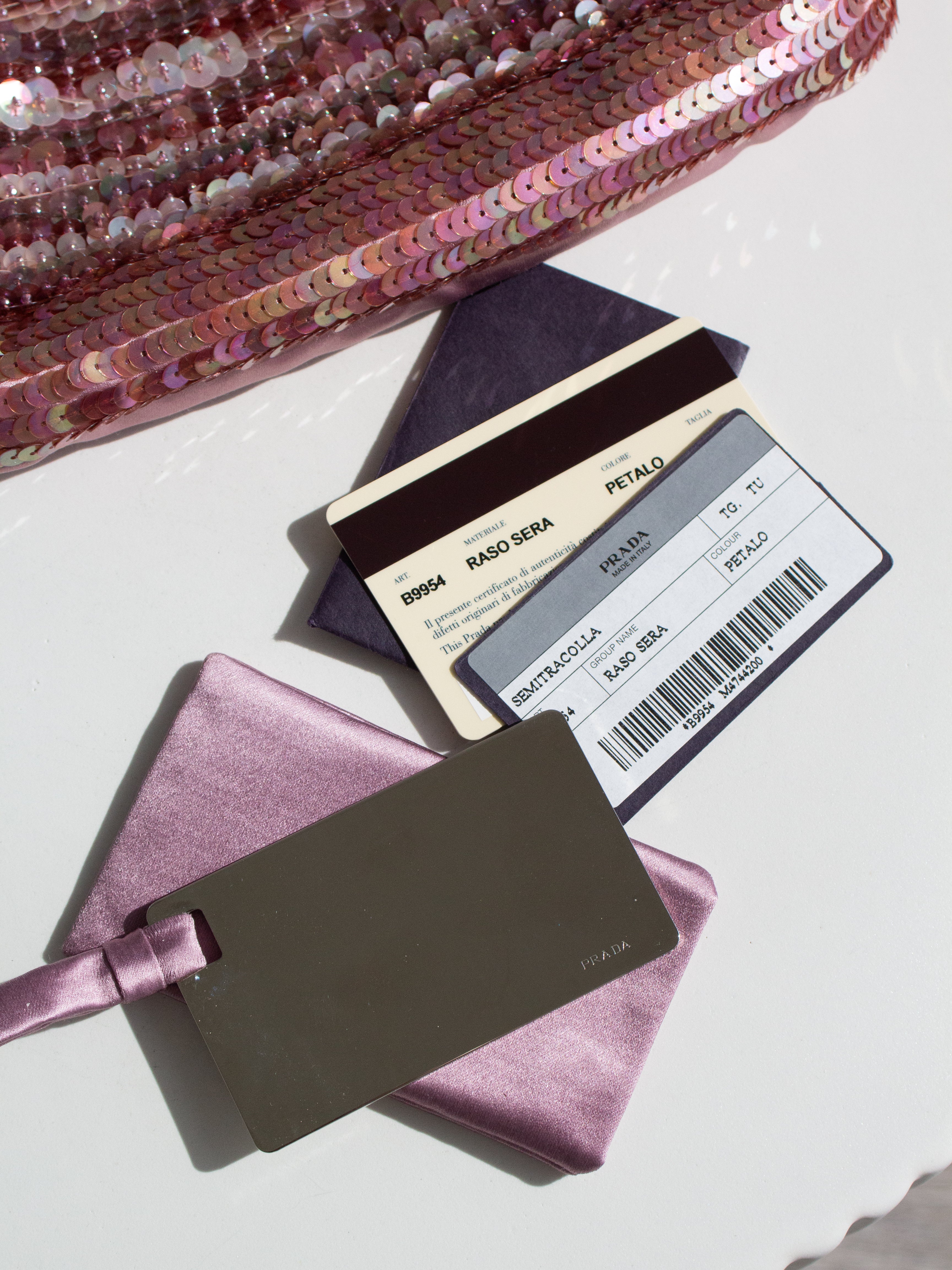 Prada Raso Vintage Sequin Embellished Petals Mauve Pink Shoulder Bag