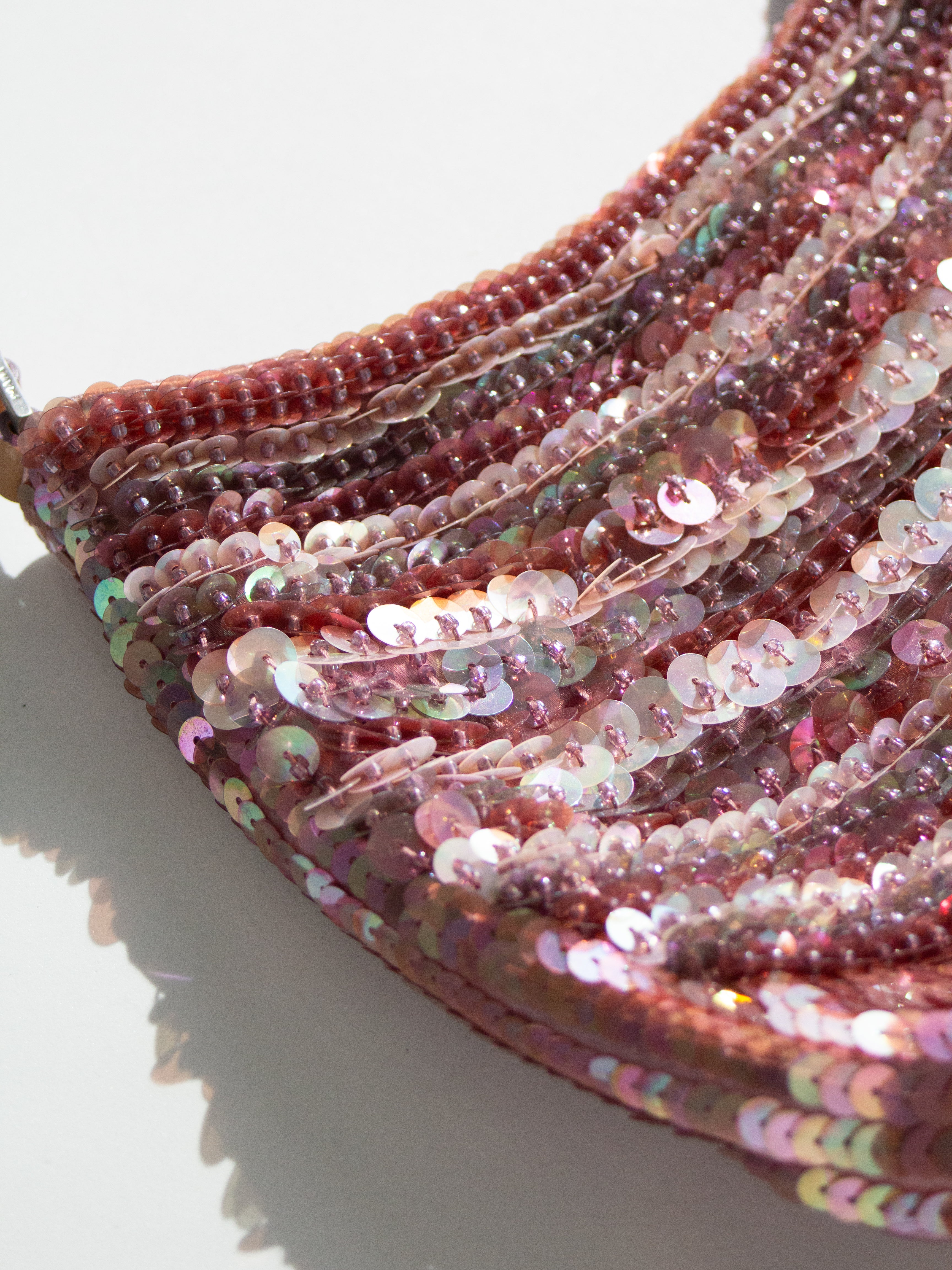 Prada Raso Vintage Sequin Embellished Petals Mauve Pink Shoulder Bag