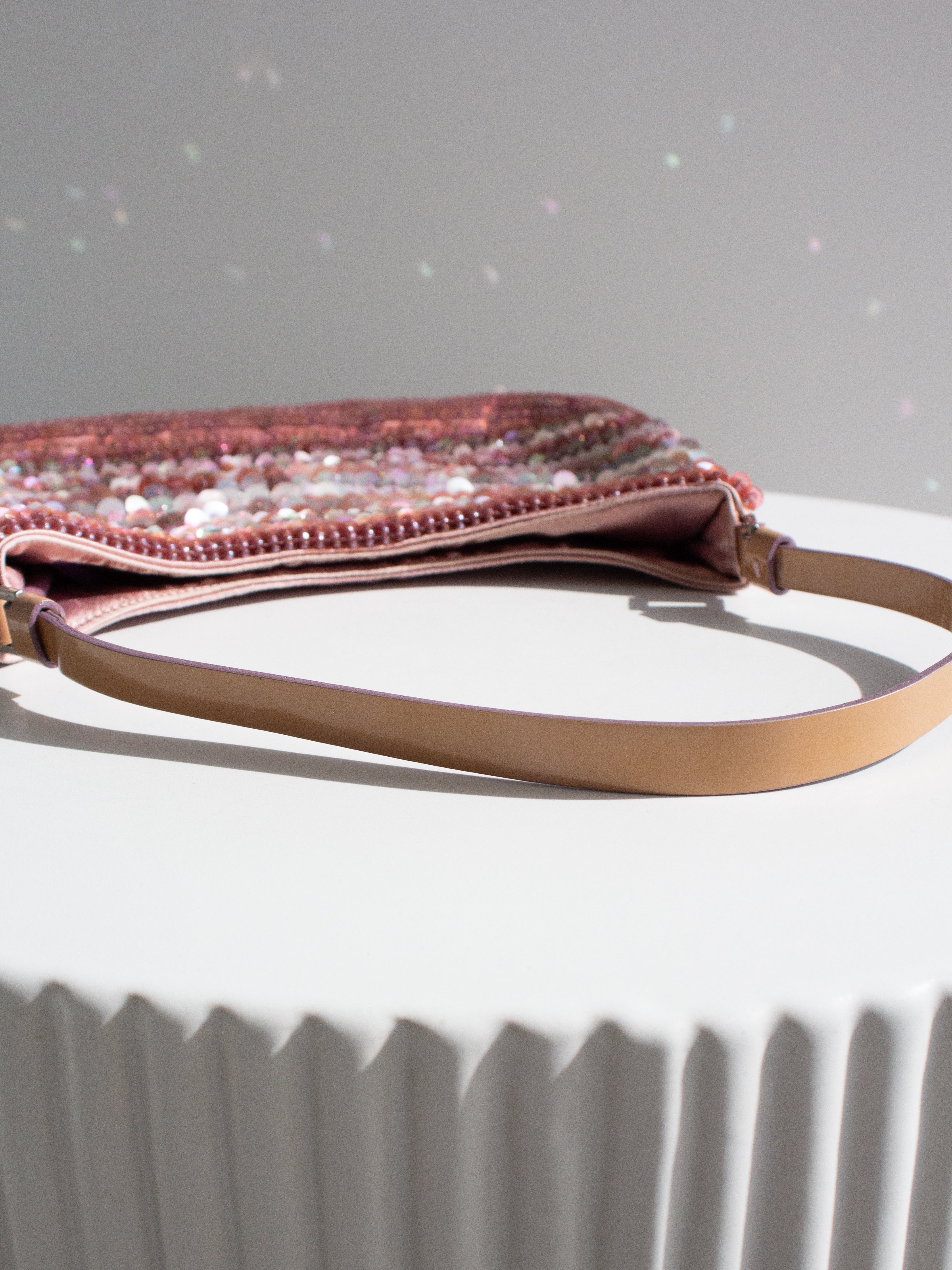 Prada Raso Vintage Sequin Embellished Petals Mauve Pink Shoulder Bag