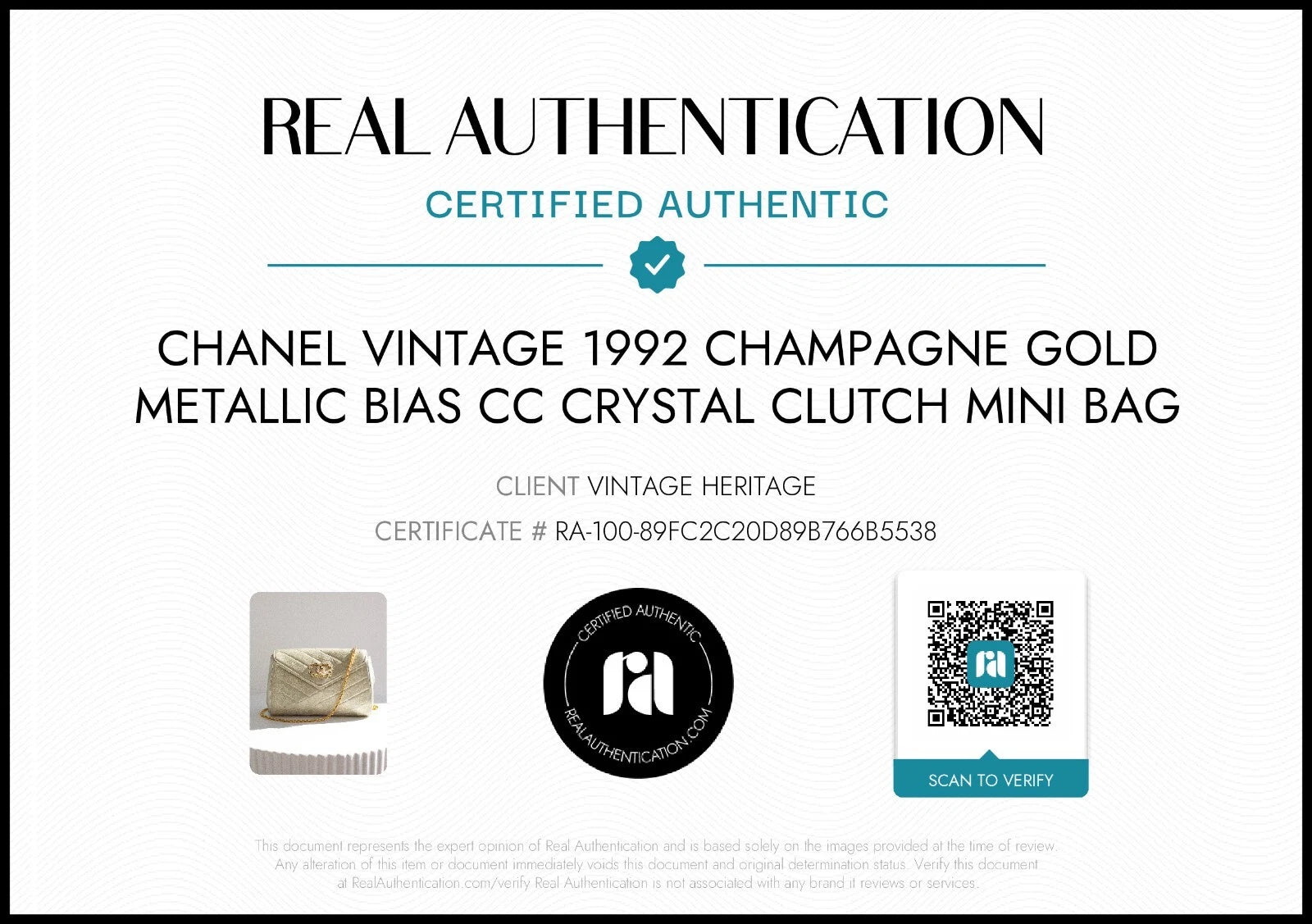 Chanel Vintage 1992 Gold Crystal Embellished CC Lambskin Bias Clutch Bag