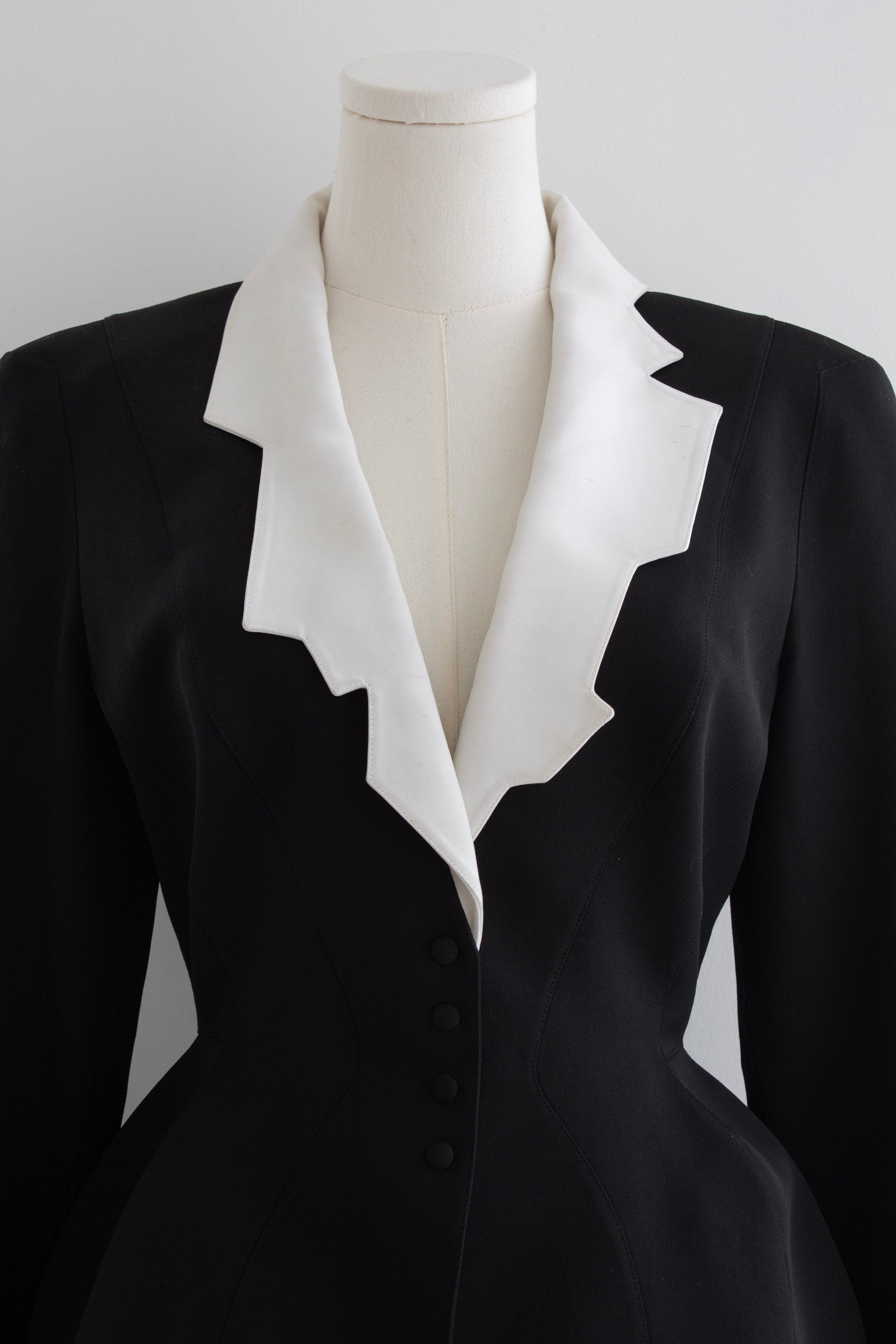 Thierry Mugler Vintage S/S 1994 Black White Zigzag Sculptural Jacket