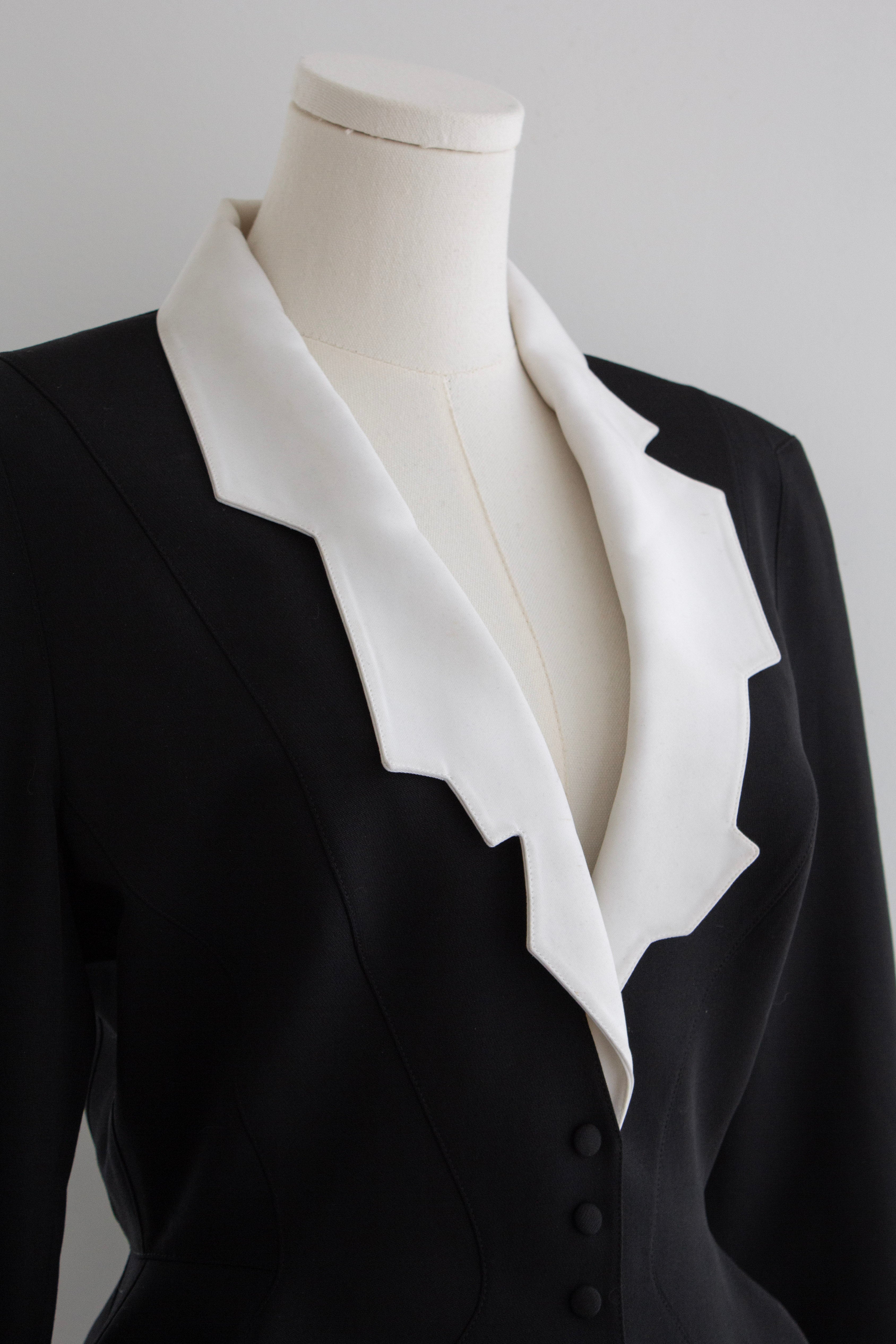 Thierry Mugler Vintage S/S 1994 Black White Zigzag Sculptural Jacket