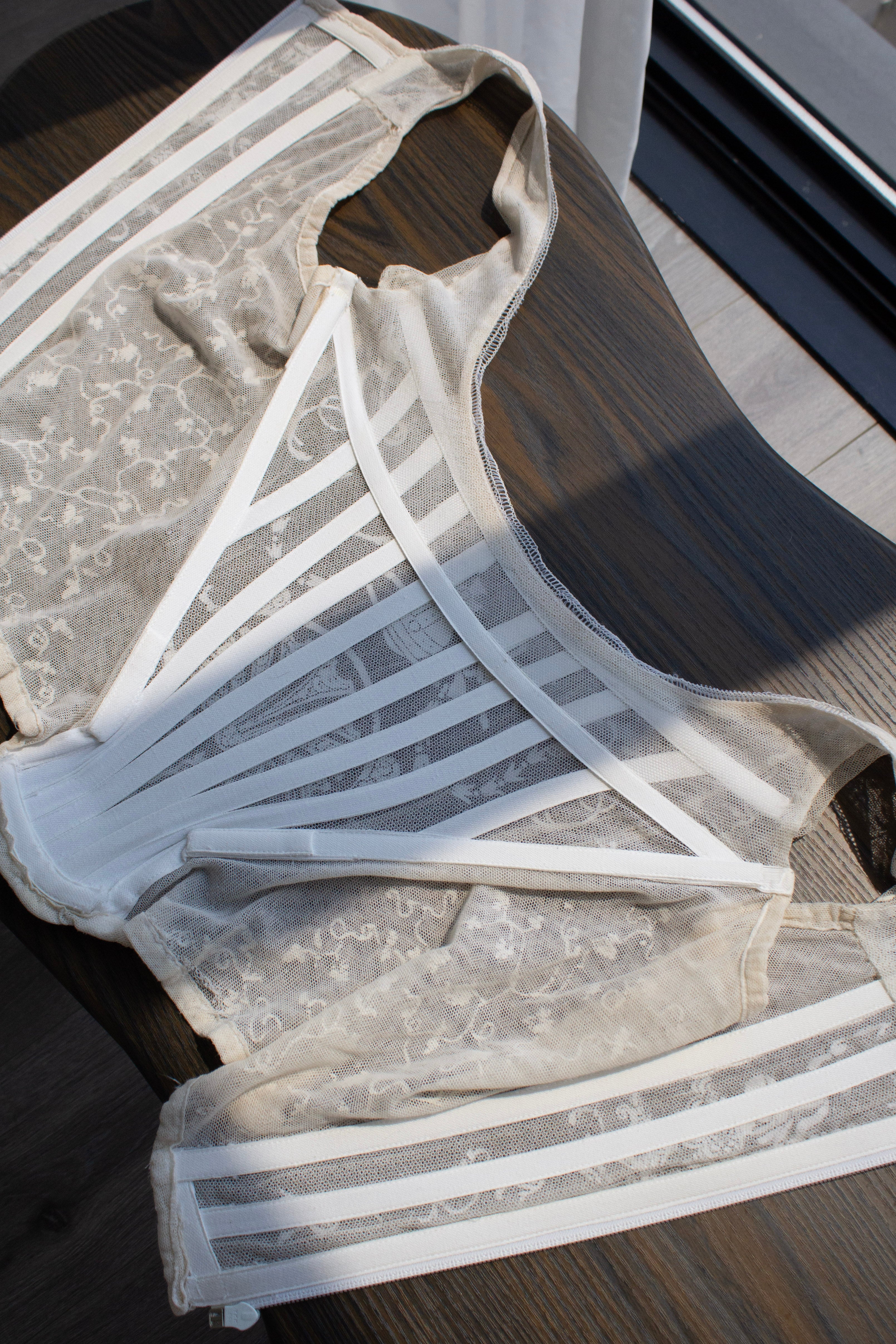 Vivienne Westwood S/S 1992 Salon White Boulle Mesh Tulle Corset