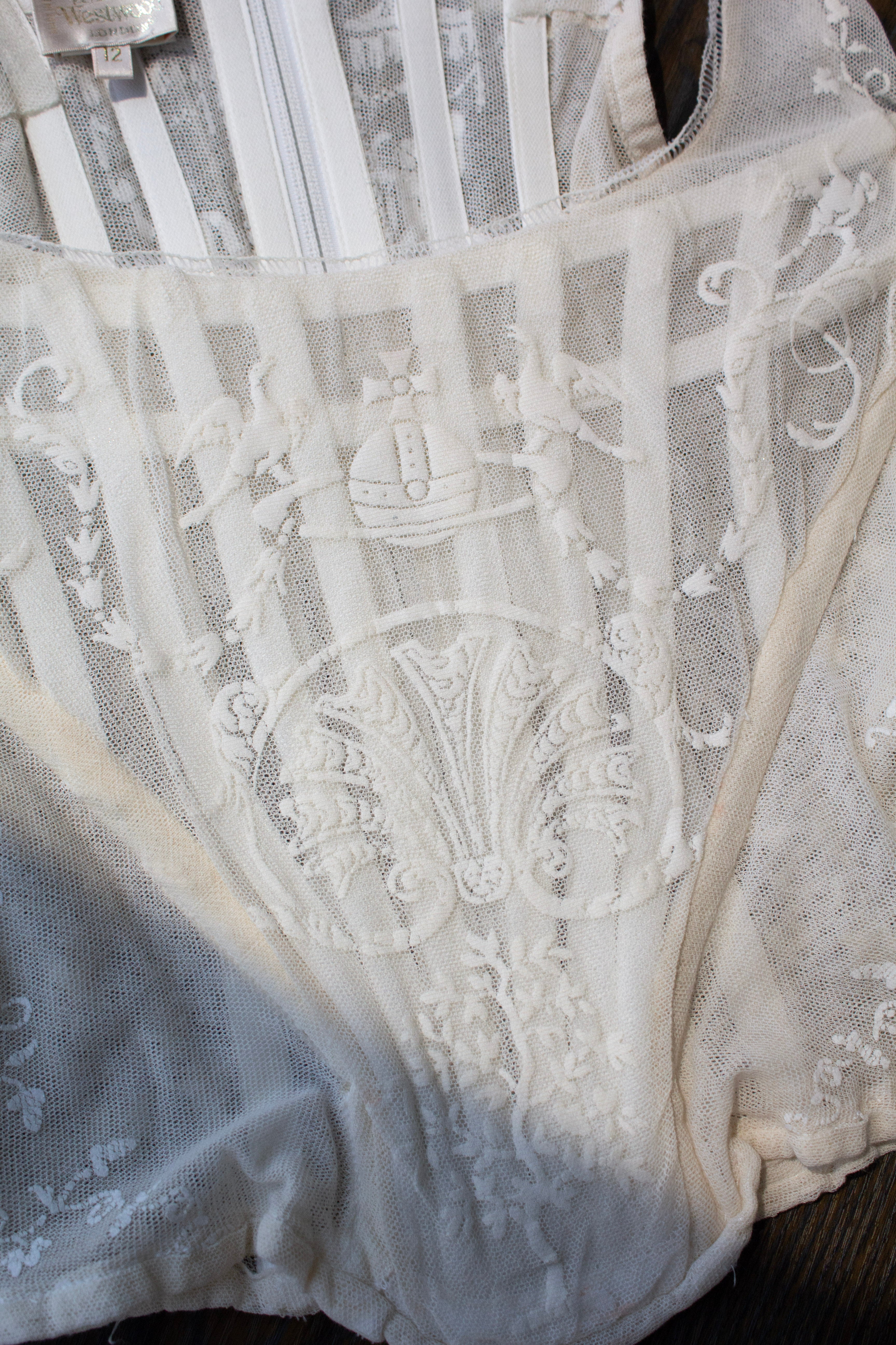 Vivienne Westwood S/S 1992 Salon White Boulle Mesh Tulle Corset