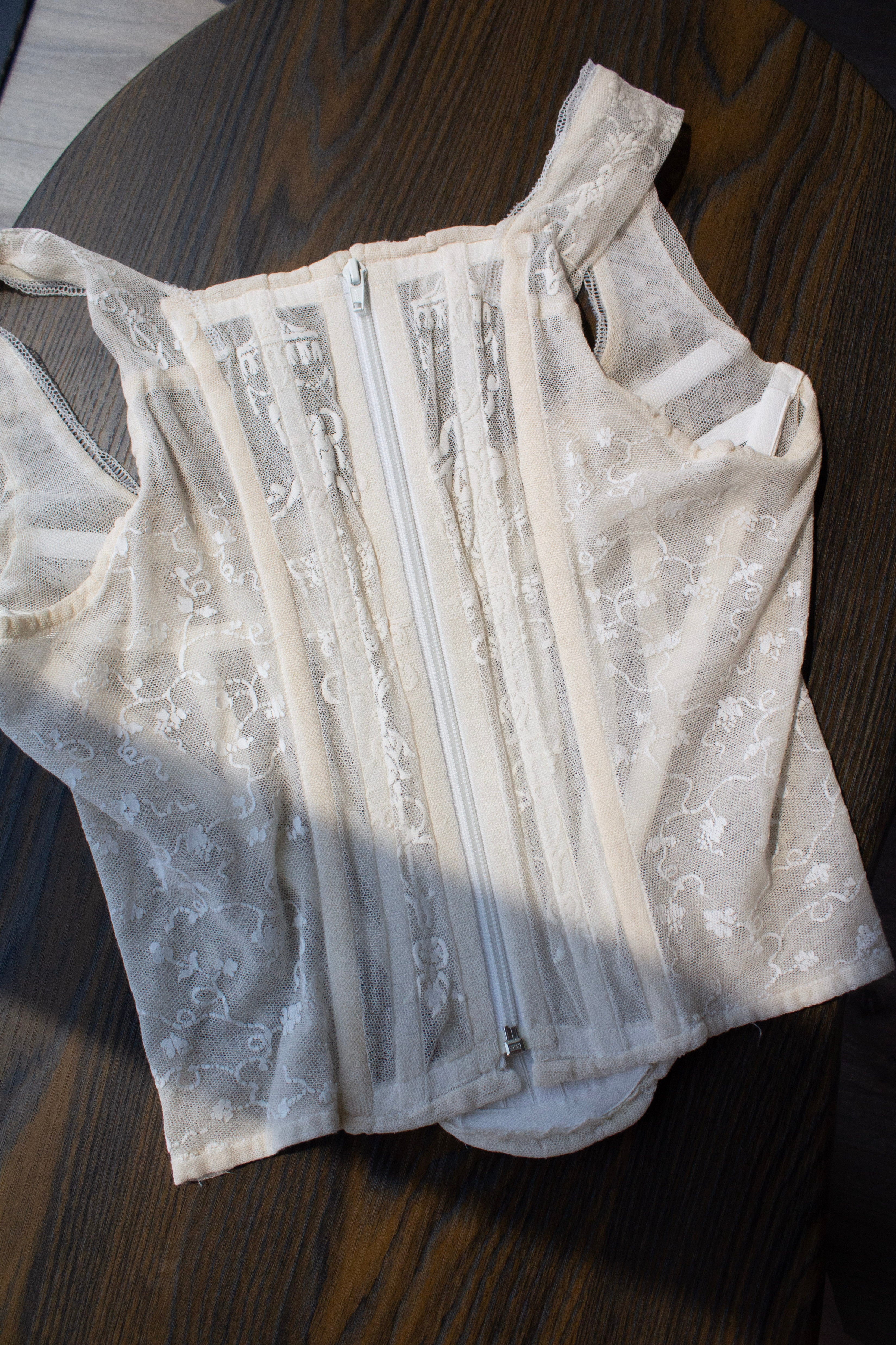 Vivienne Westwood S/S 1992 Salon White Boulle Mesh Tulle Corset
