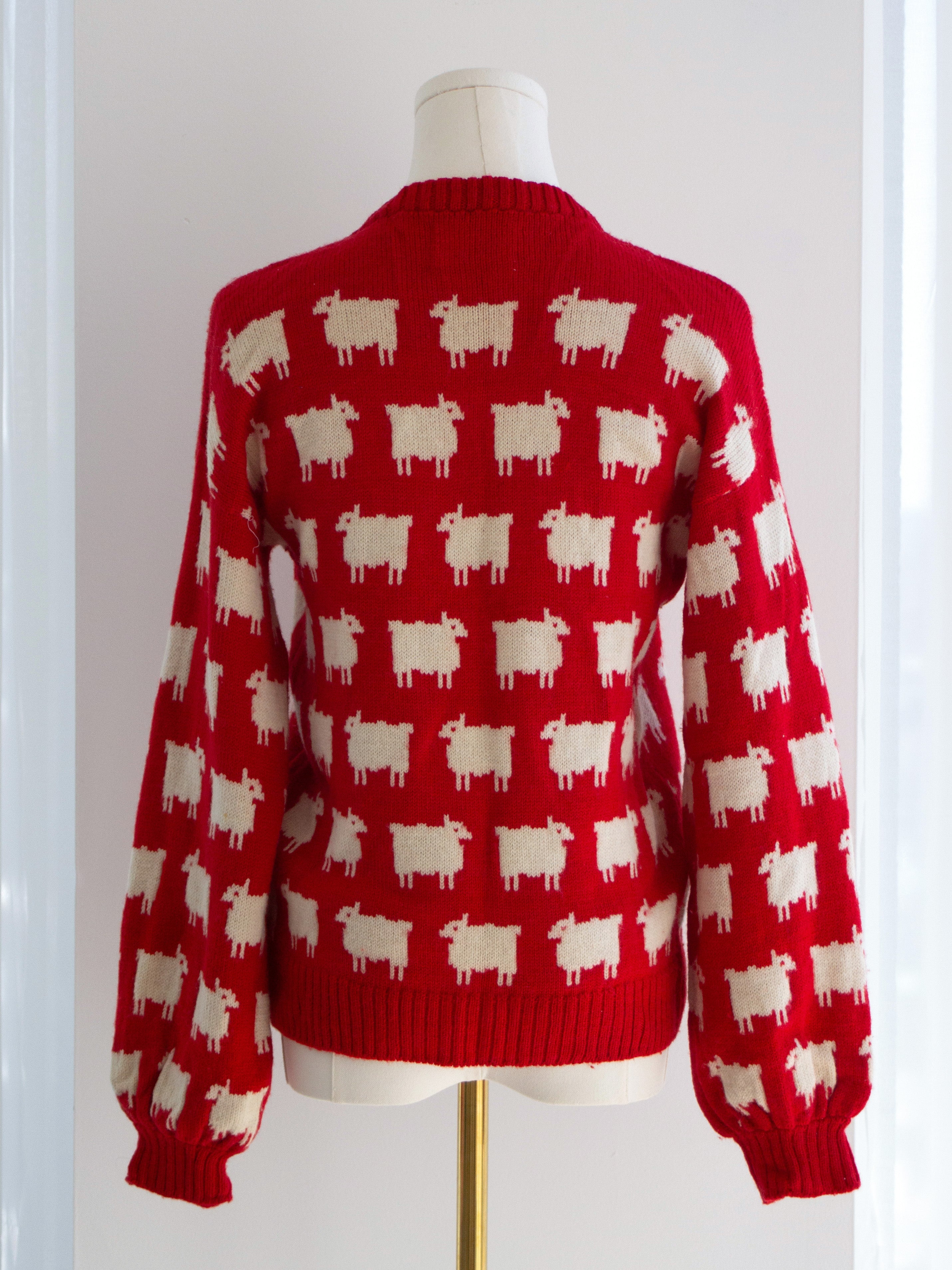 Warm&Wonderful 1980s Princess Diana Black Sheep Red Vintage Sweater